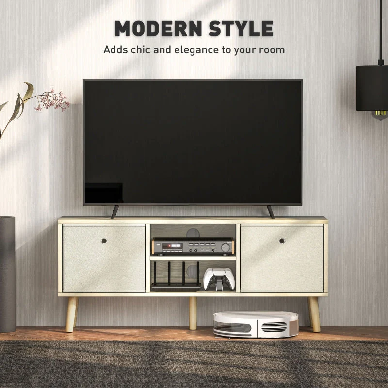 TV Cabinet Stand Unit for TVs up to 50'' Foldable Drawers, Natural - Image 4
