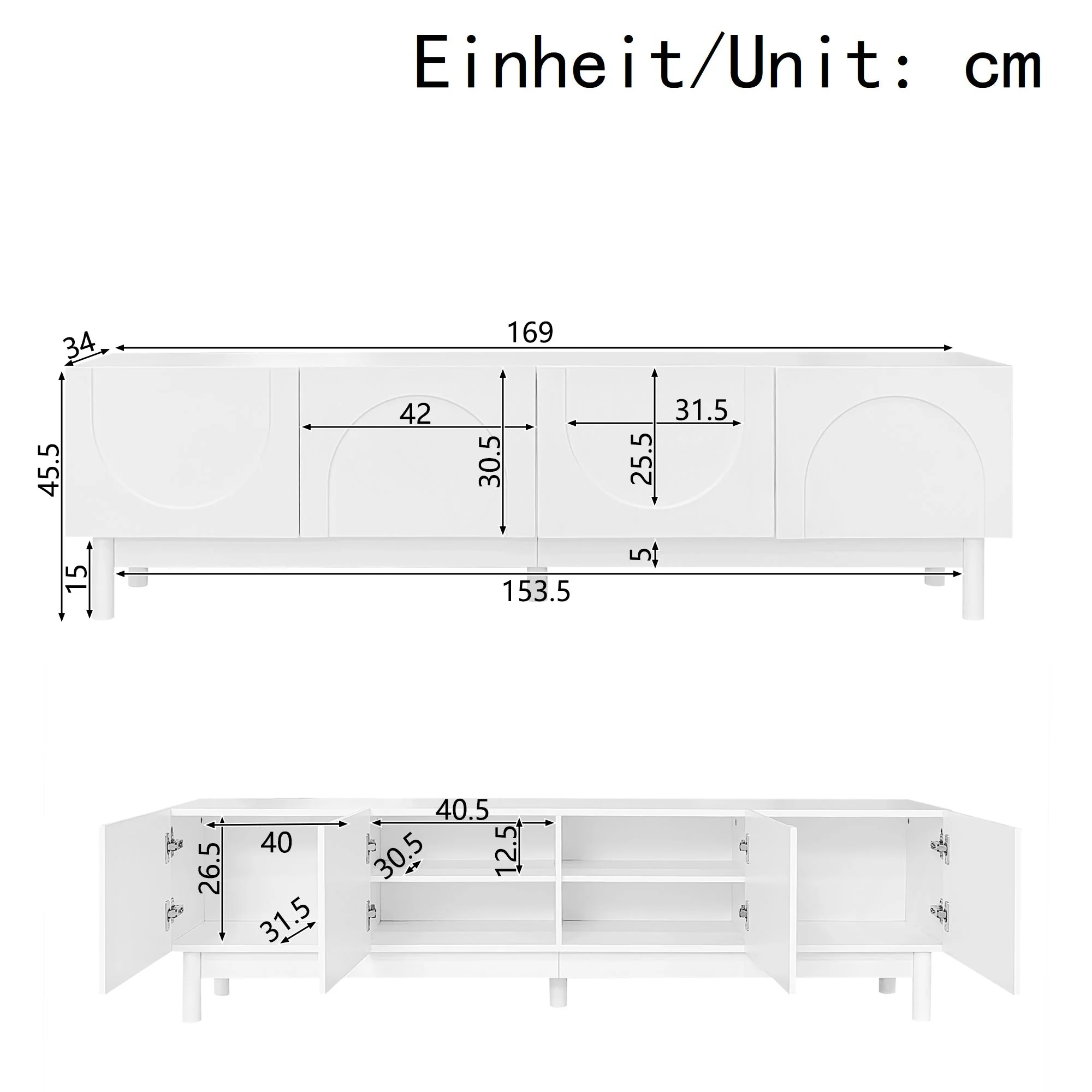 TV Cabinet with Curved Wave-Shaped Doors, Shelves, and Stabilizing Legs - Image 6