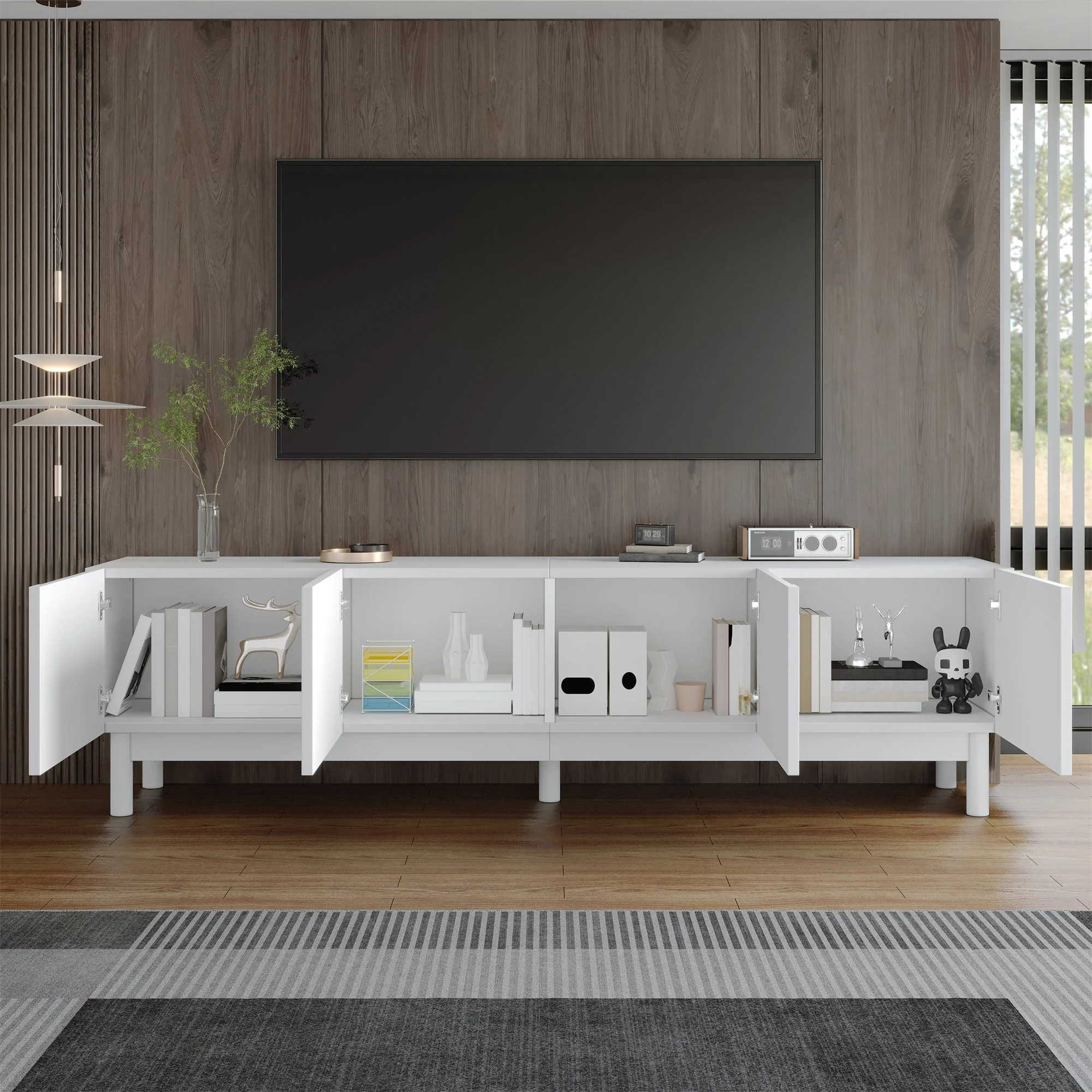 TV Cabinet with Curved Wave-Shaped Doors, Shelves, and Stabilizing Legs - Image 7