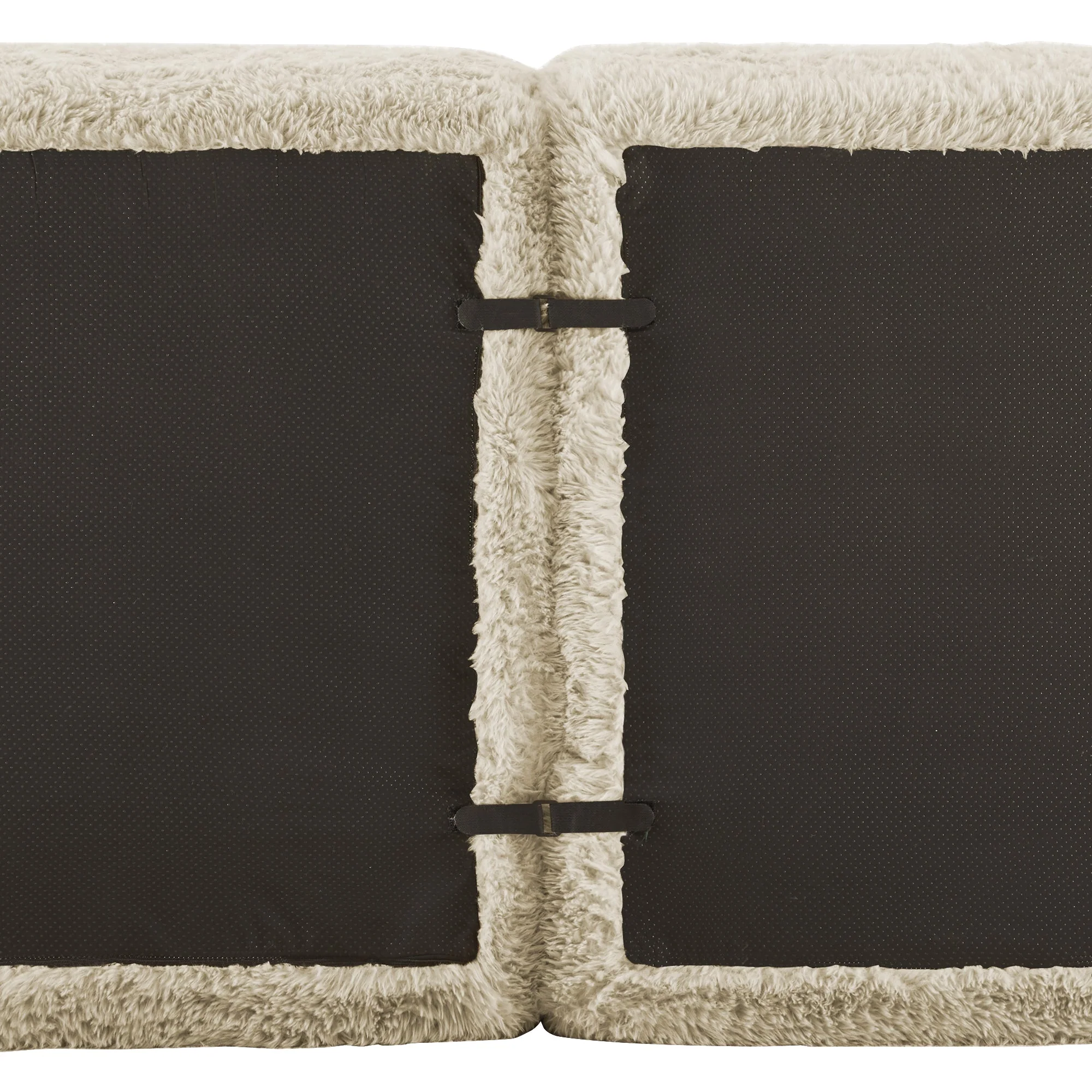 U-Shaped Modular Sofa - No Assembly, Plush Fabric - Light Khaki - Image 8