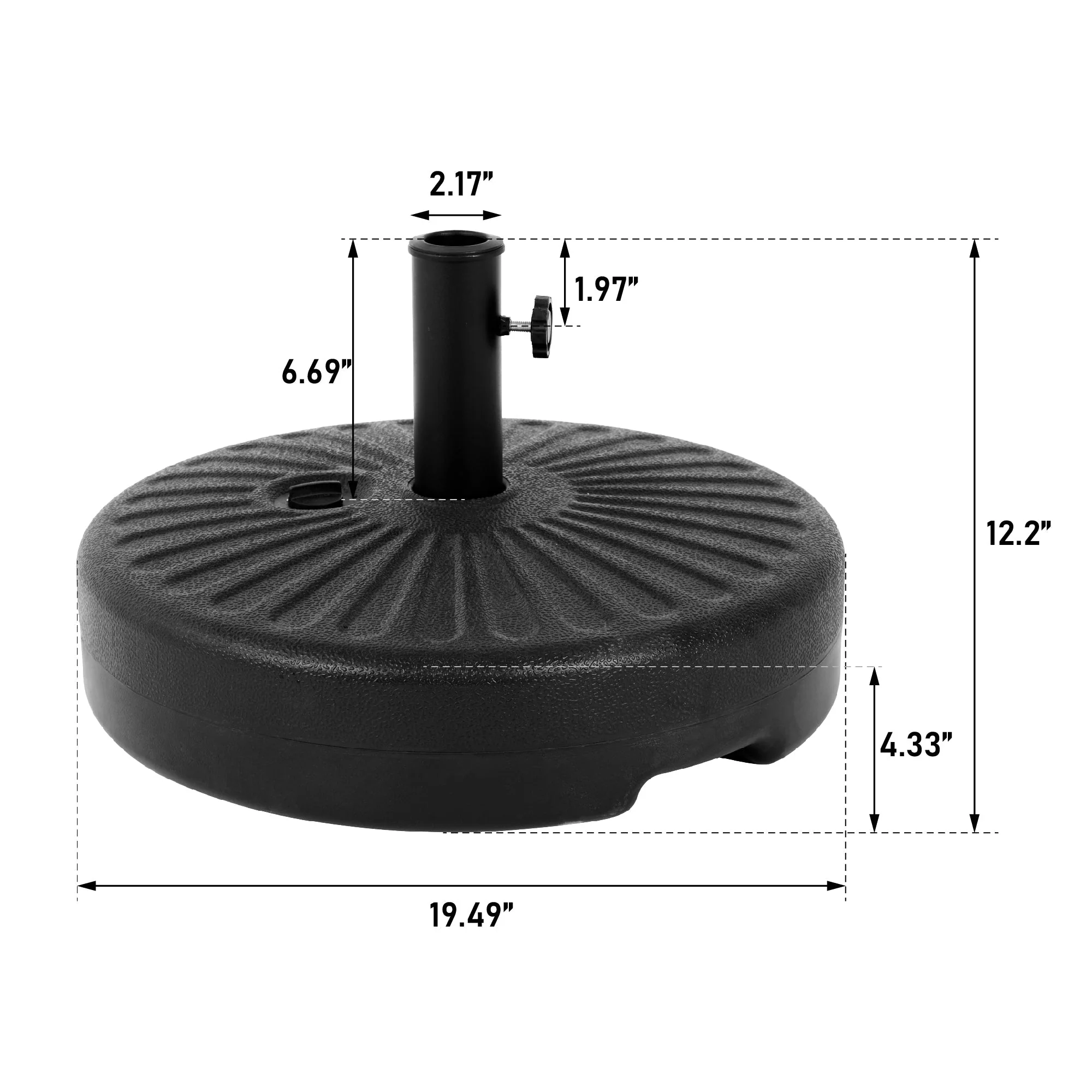 Umbrella Base, Water/Sand Filled Round, Black - Image 2