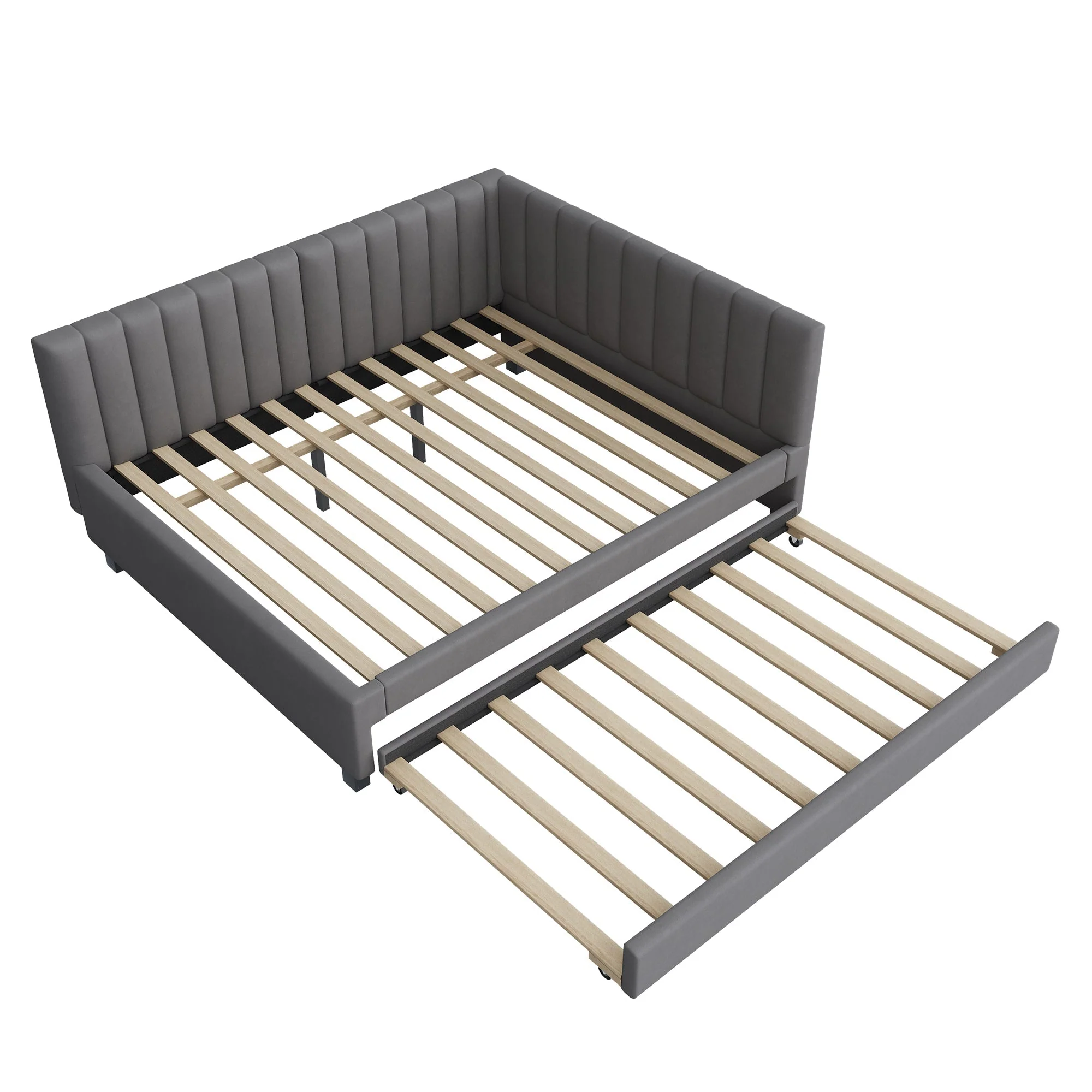 Upholstered Bed 140*200, Pull-Out Sofa Bed, Multifunctional, Velvet Gray - Image 5