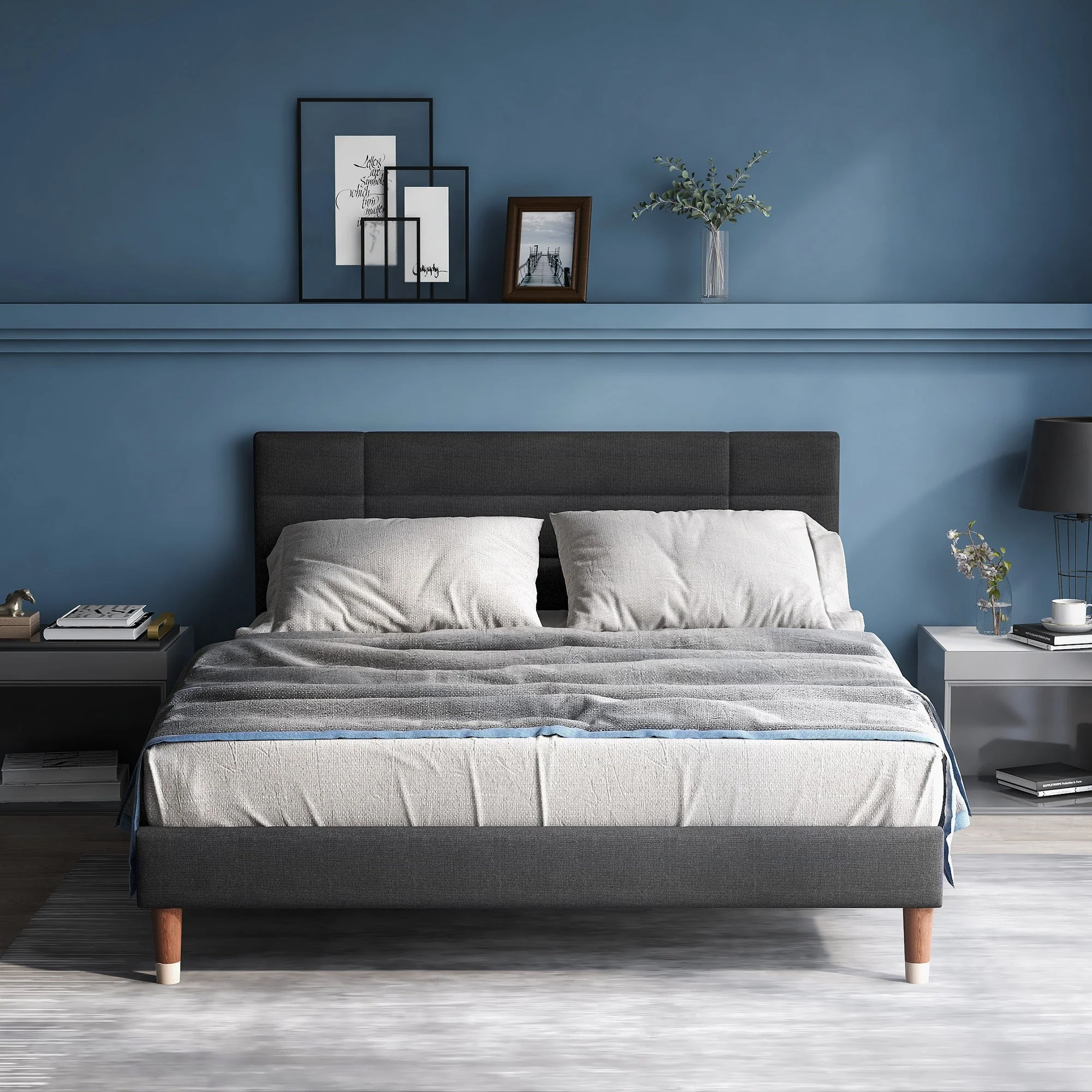 Upholstered Bed, 140x200cm Double with Bed Box & Slatted Frame, Innerspring Mattress - Image 2