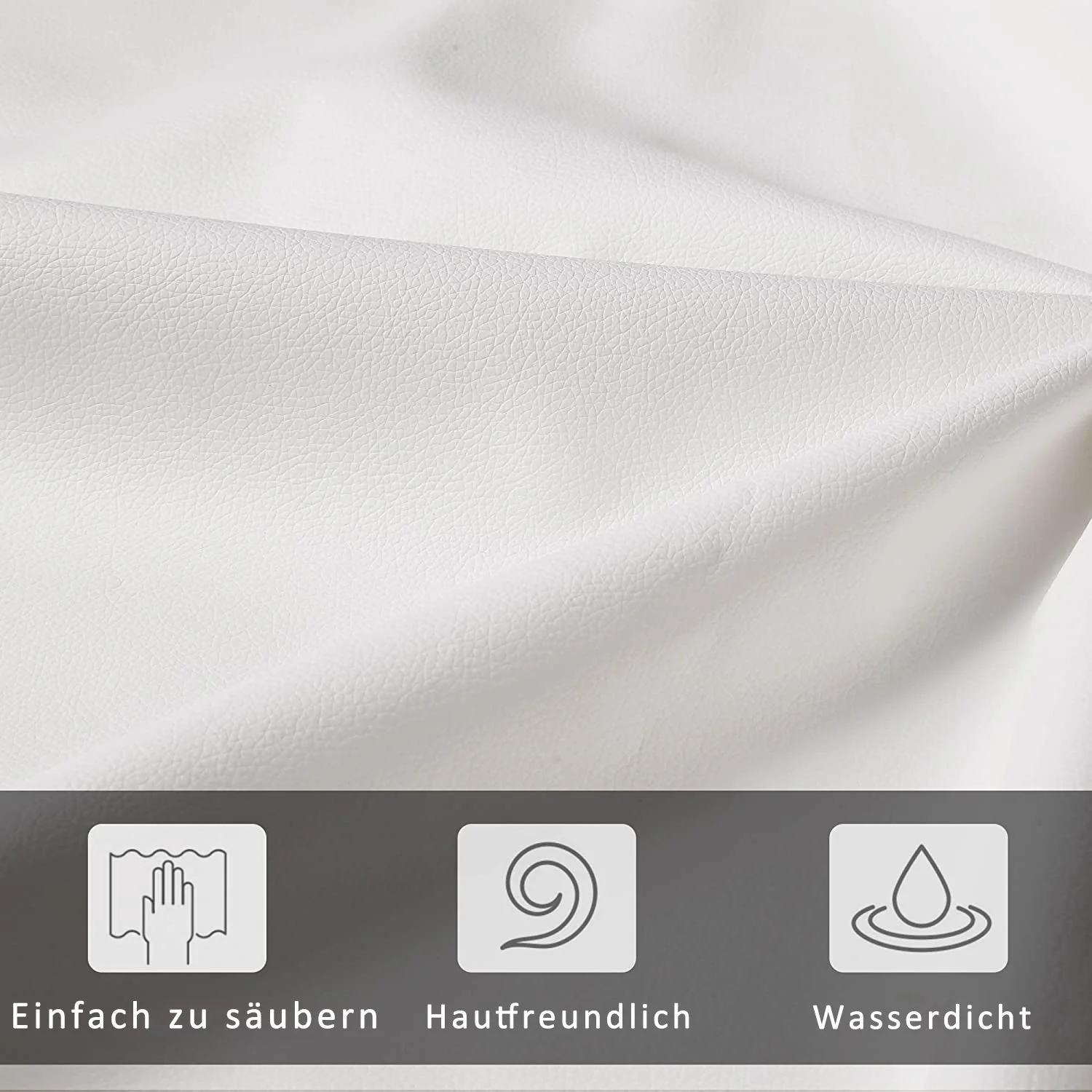 Upholstered Bed 140x200cm Hydraulic Storage LED Slatted Frame - White Faux Leather - Image 10