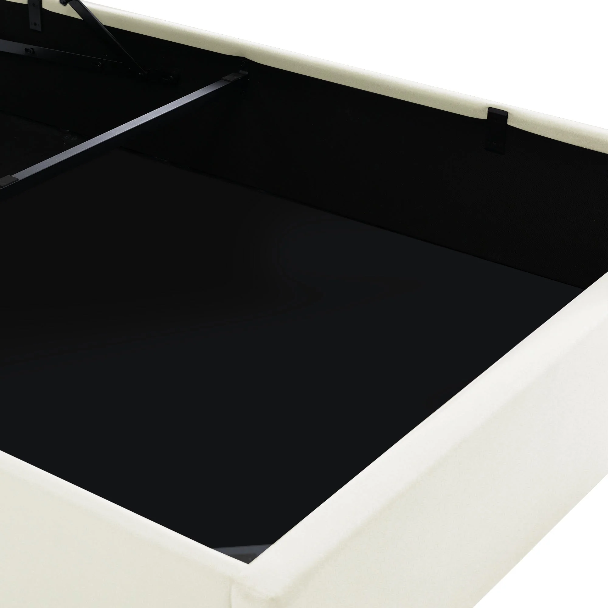 Upholstered Bed, 140x200cm, Storage, LED, White Imitation Leather - Image 5