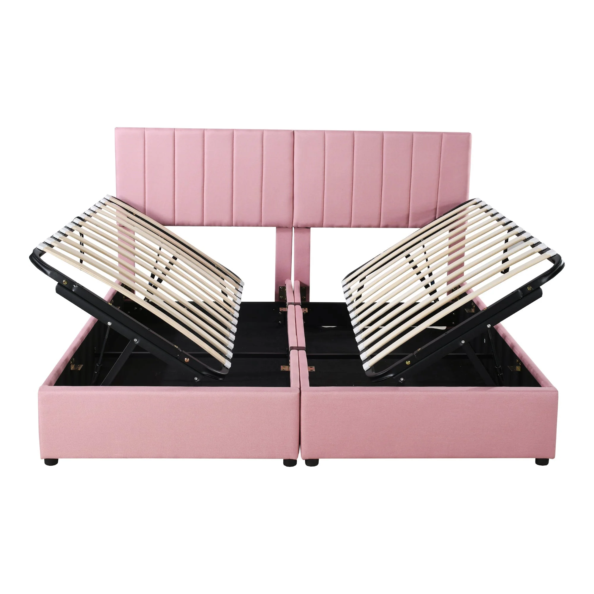 Upholstered Bed, 180x200cm Hydraulic Storage, Multifunctional Double, Pink - Image 7
