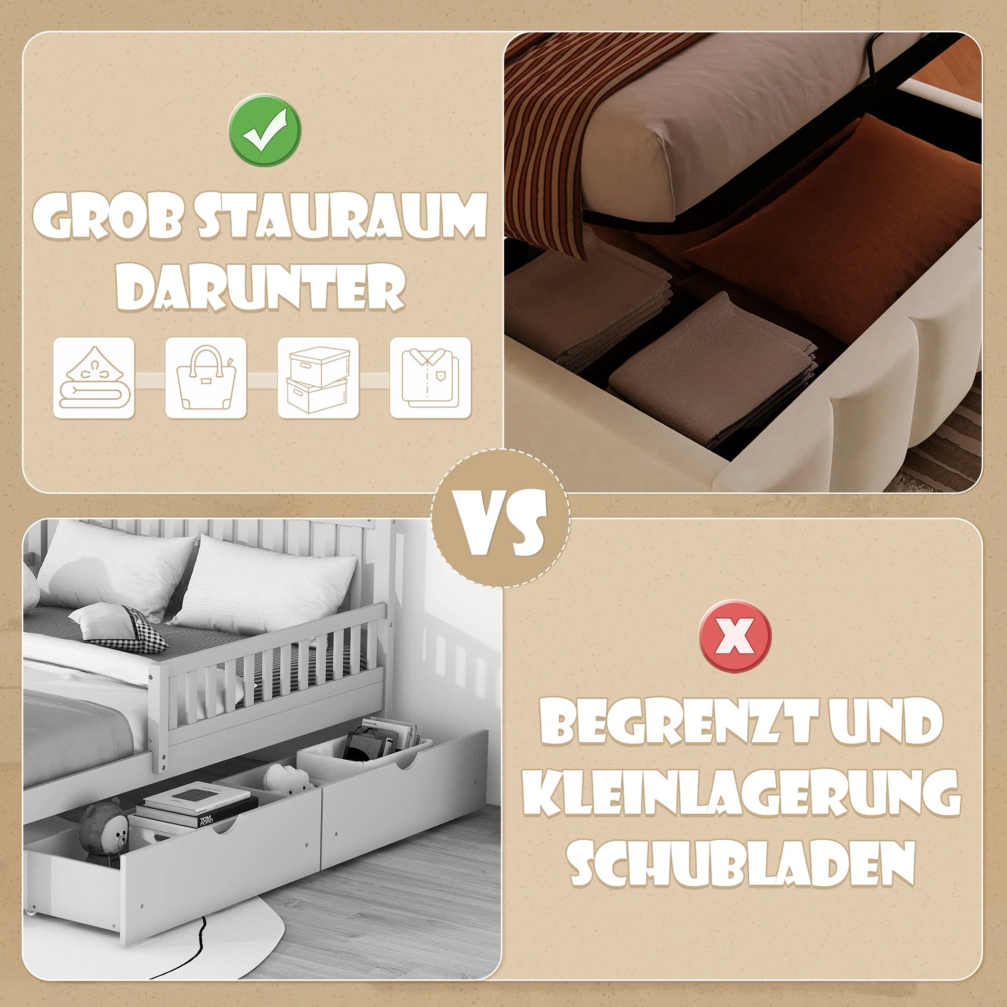Upholstered Bed 90x200cm Hydraulic LED Adjustable Headboard Beige Velvet - Image 4