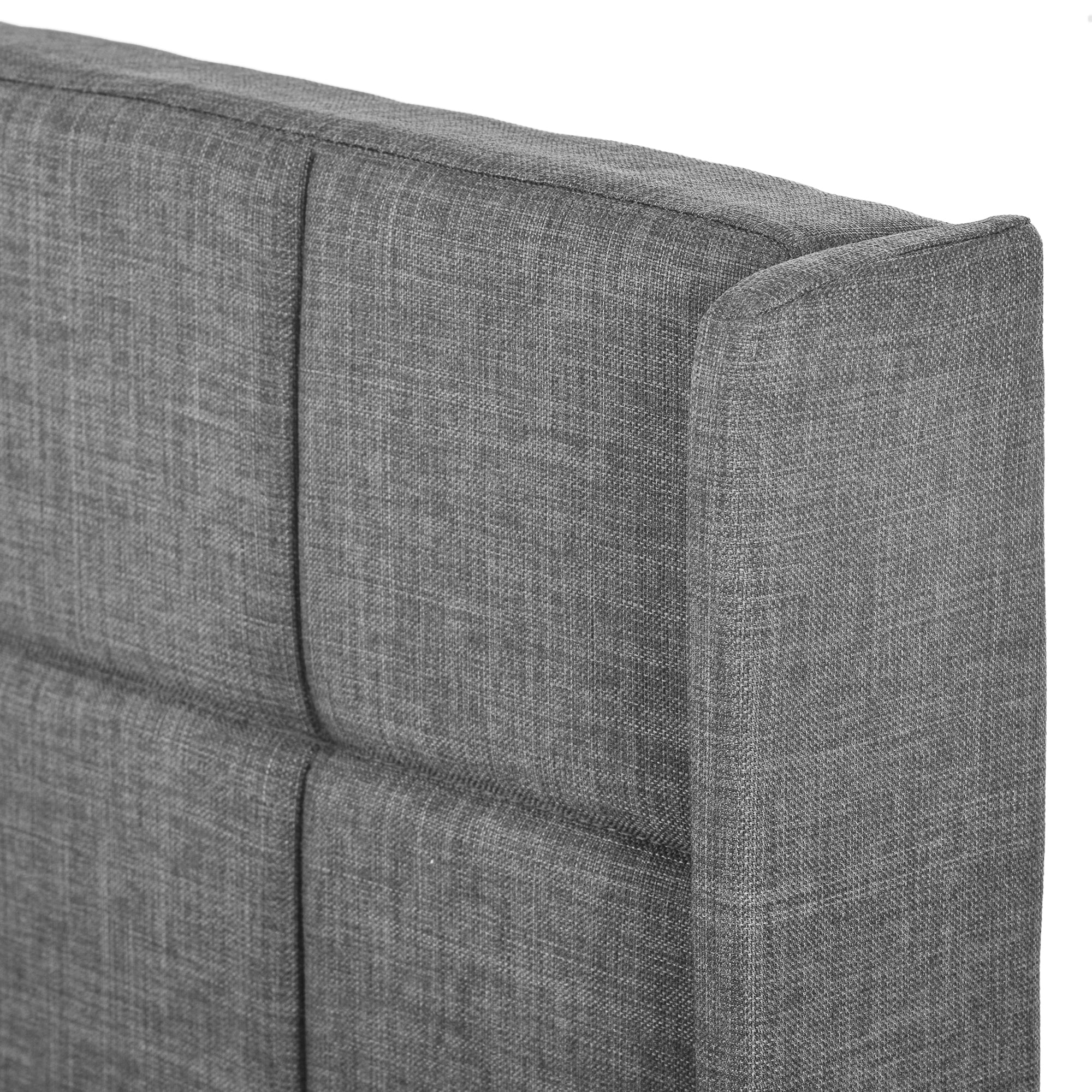 Upholstered Bed with Headboard, Slatted Frame, 140x200cm, Grey Linen - Image 10