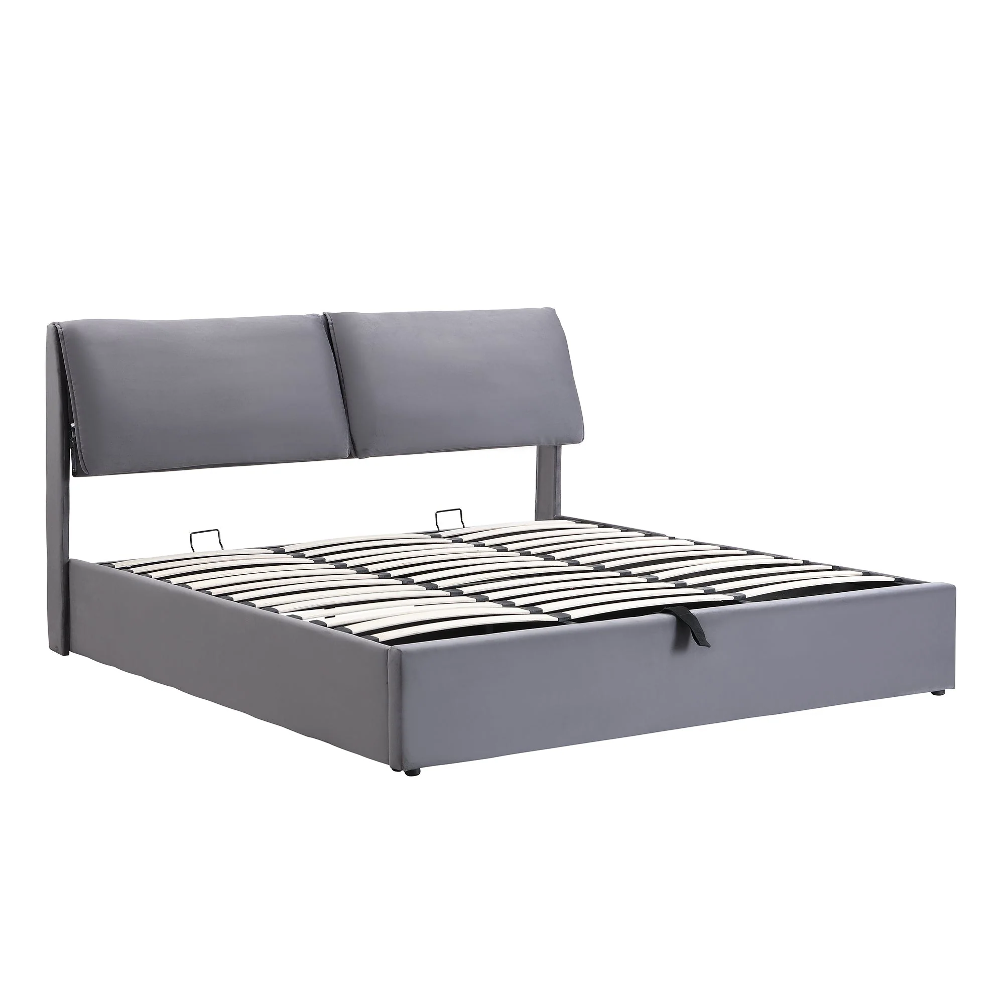 Upholstered Bed with Hydraulic Storage and 3 Drawers, 180x200cm, Grey Velvet - Image 8