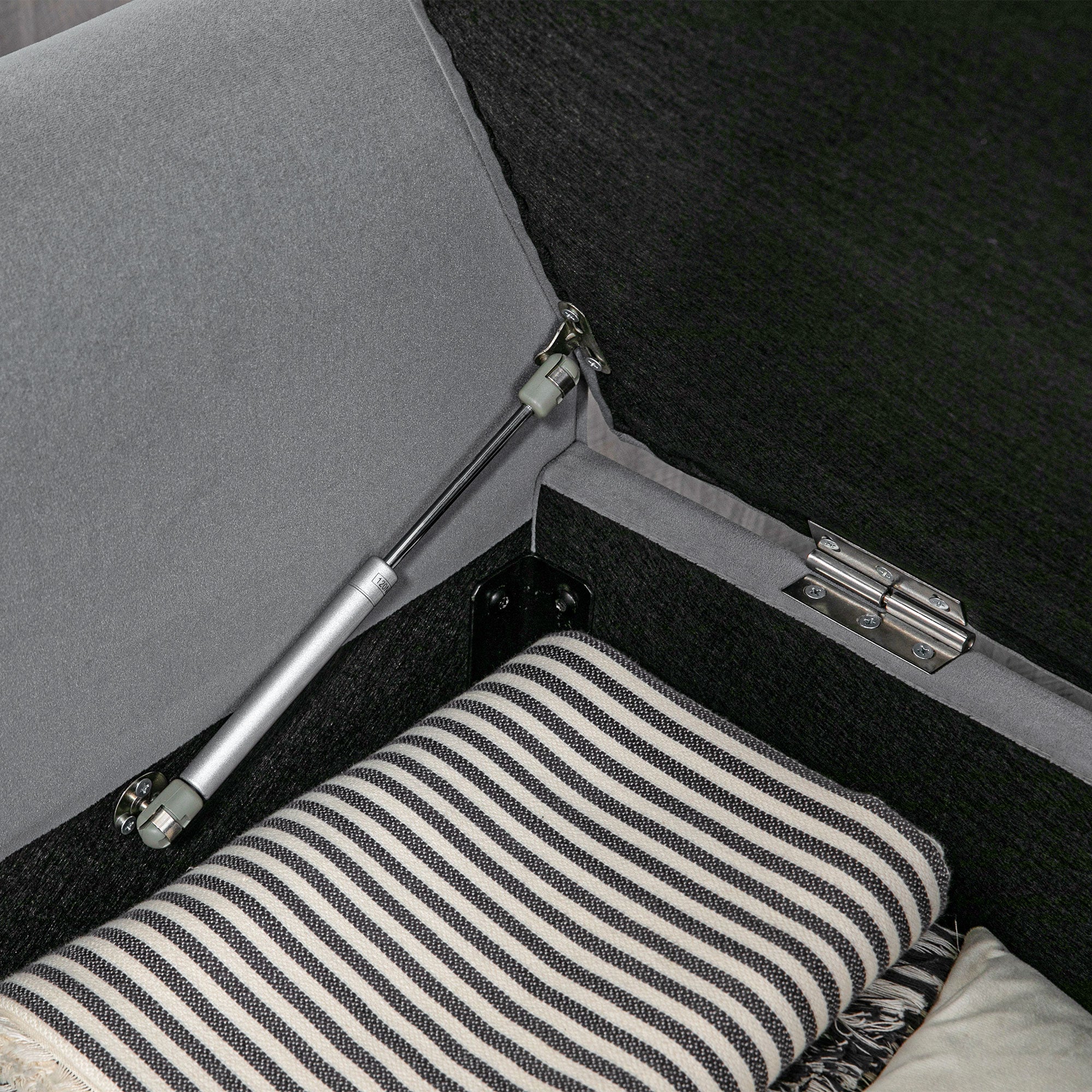 Upholstered Bench Storage Velvet Look Grey - Image 7