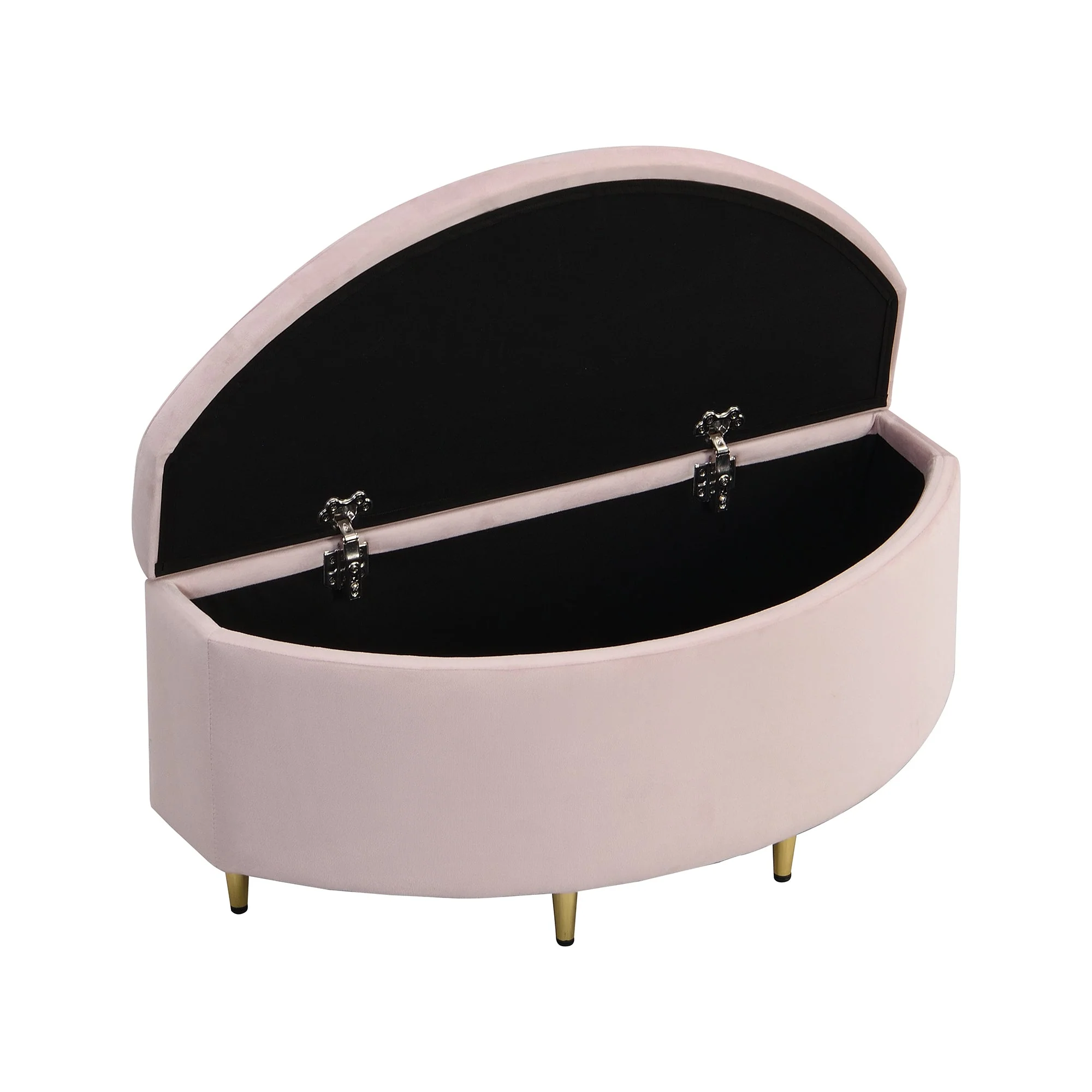 Upholstered Bench Velvet Storage Metal Legs 90x40x42cm - Pink - Image 6