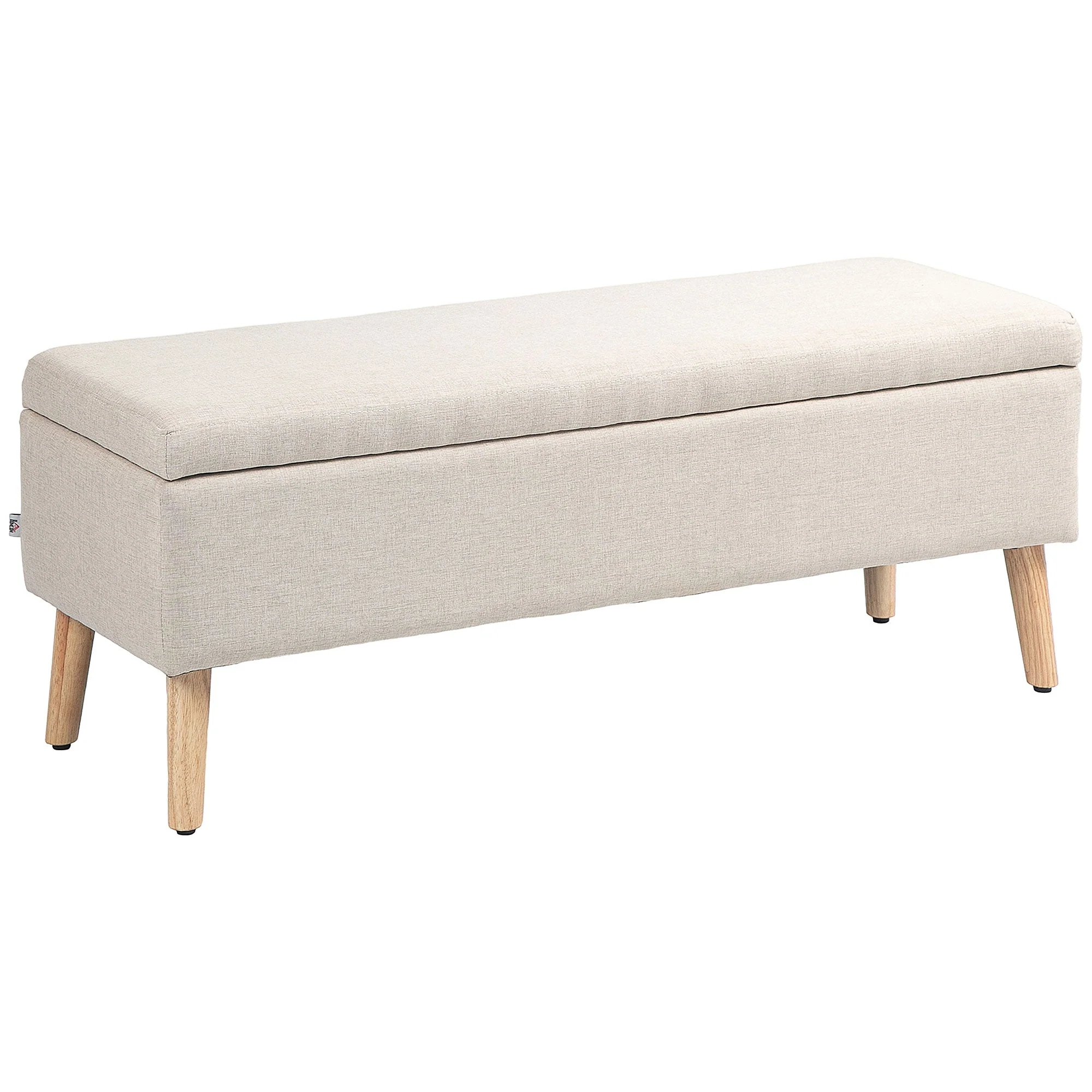 Upholstered Bench with Storage, 110 x 39 x 45 cm, Linen Beige