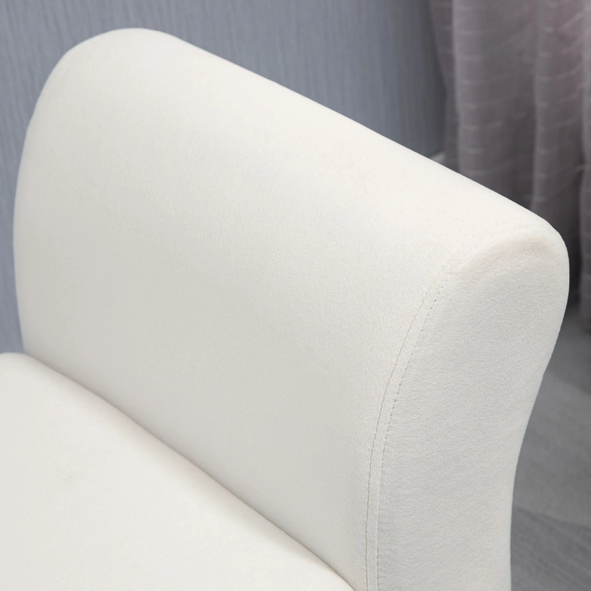 Upholstered Bench with Storage, Armrest, Velvet Polyester, Cream White - Image 6