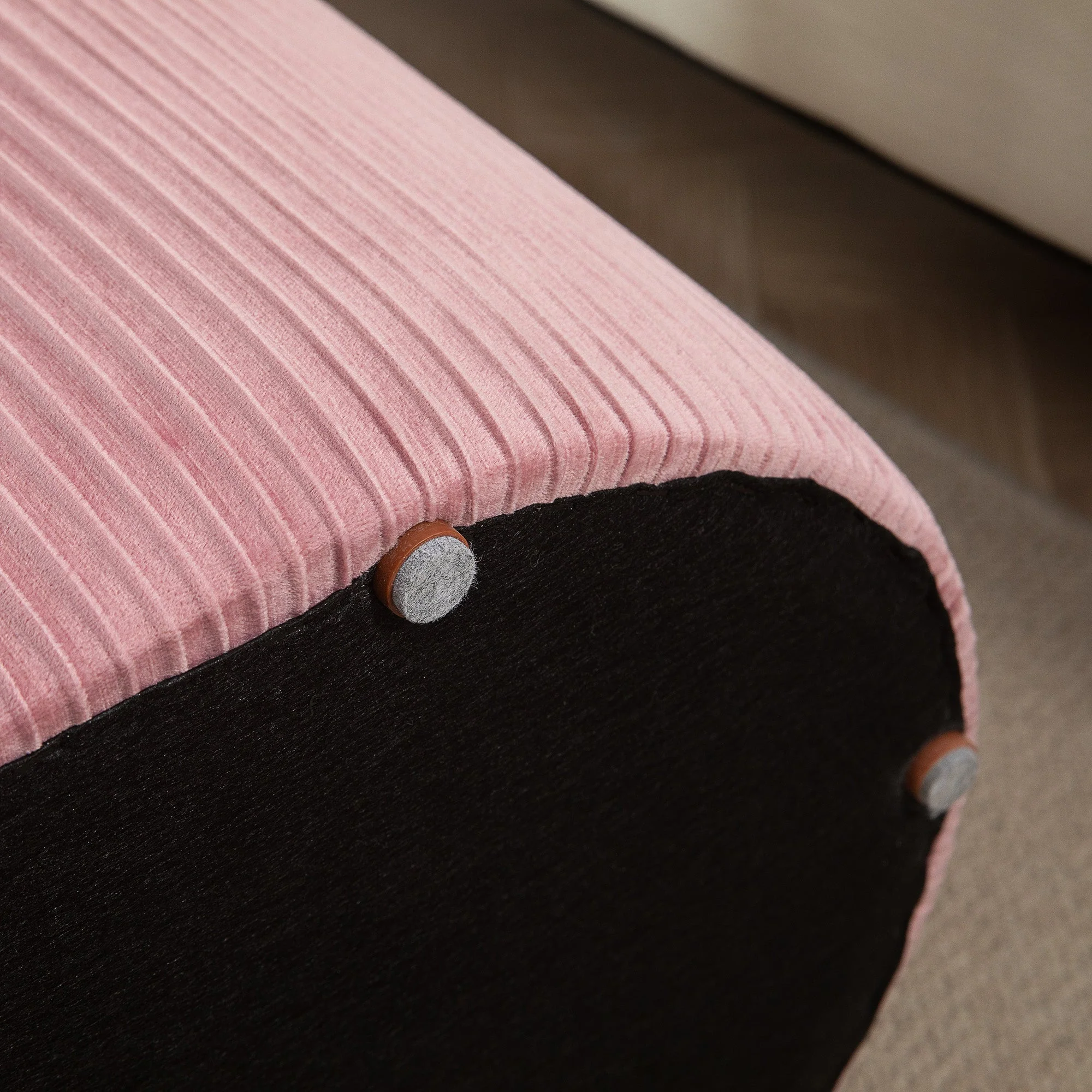 Upholstered Bench with Storage, French Style Velvet Cover, Pink - Image 8