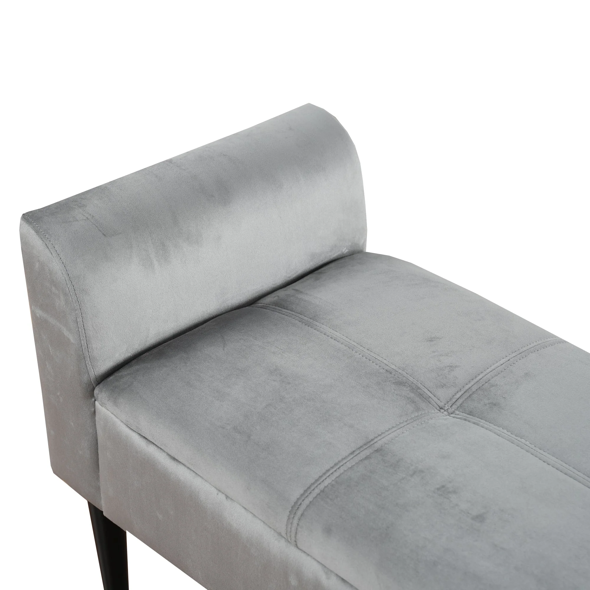 Upholstered Benches with Armrests, Quilted Pattern, Velvet, Grey - Image 9