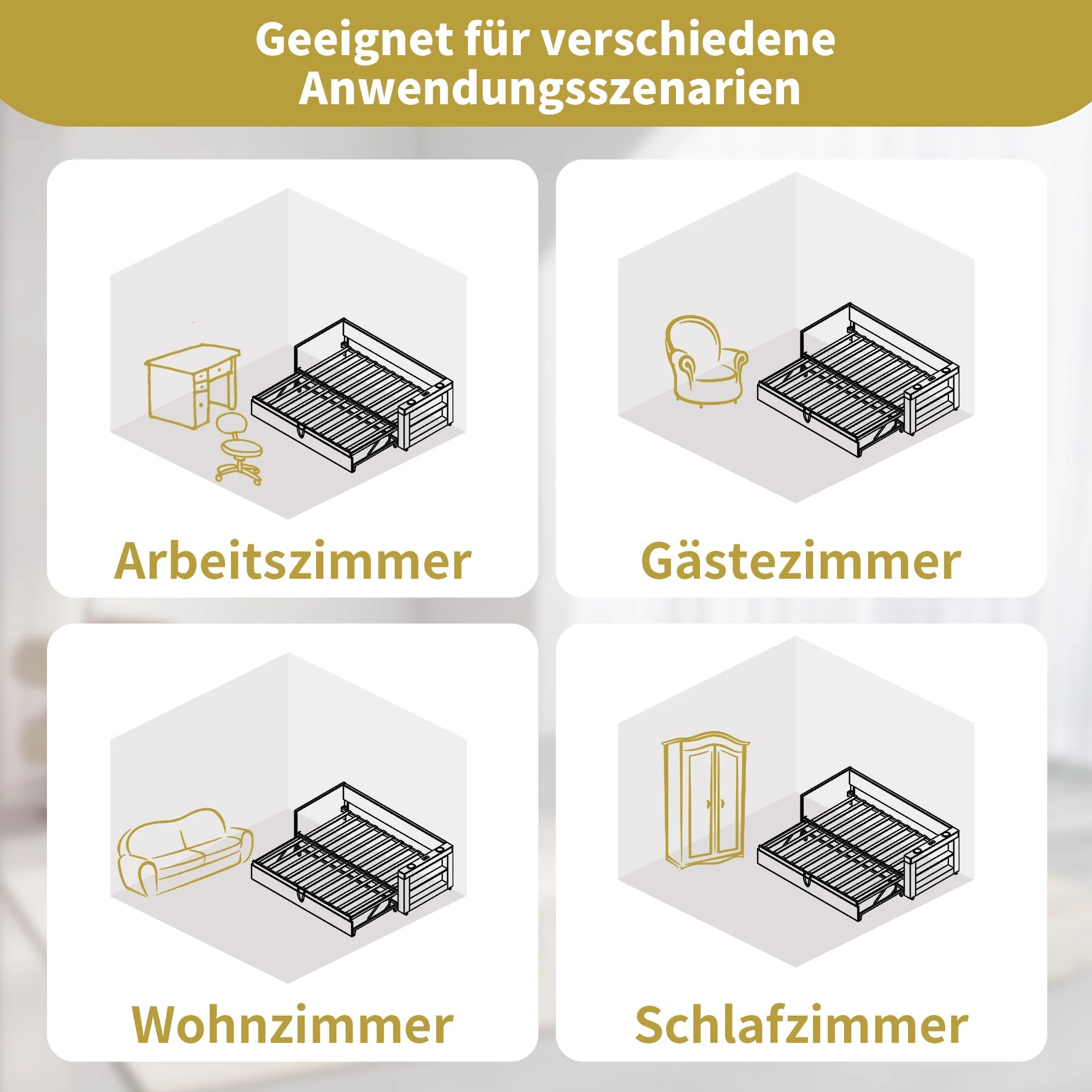 Upholstered Daybed 90x200cm, Single Sofa Bed Pull-Out, USB/Type-C Charging, Linen Blend Fabric Grey - Image 6
