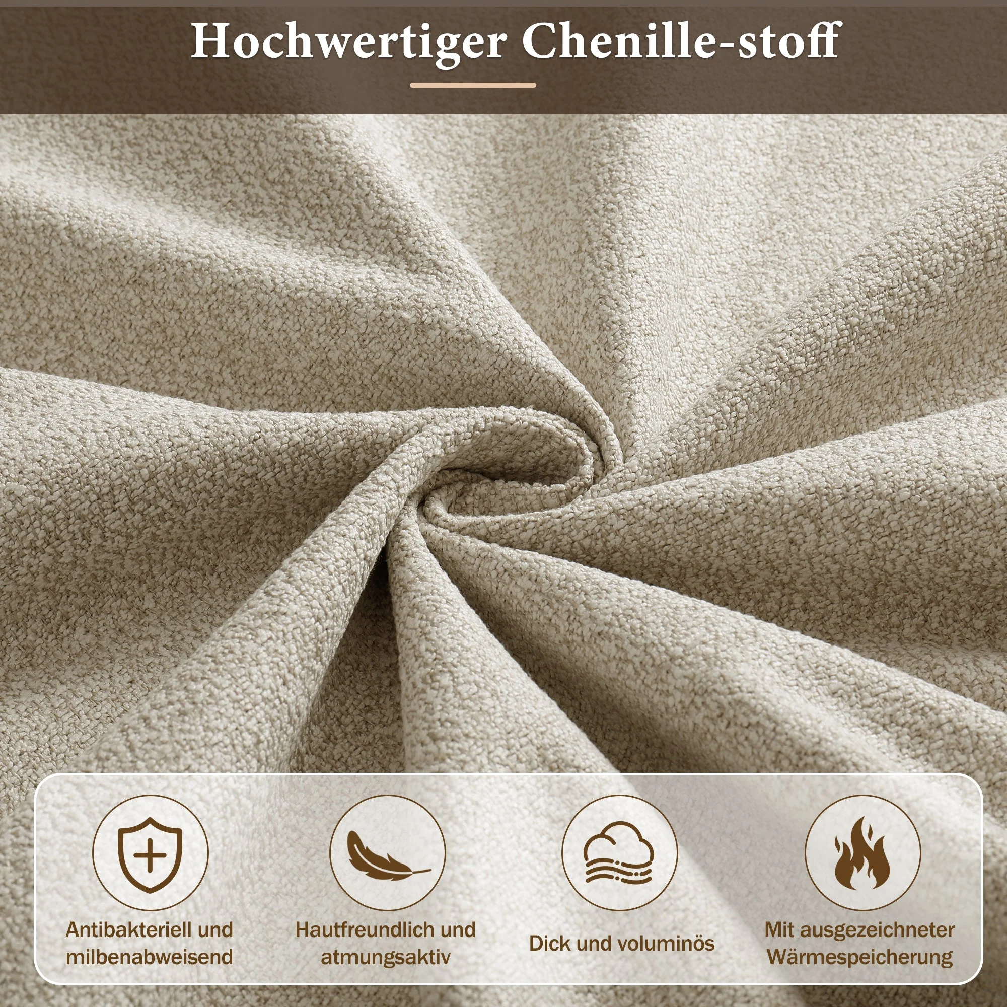 Upholstered Daybed with 2 Storage Drawers, USB Port, Extendable 90x190 to 180 cm, Beige Chenille - Image 7