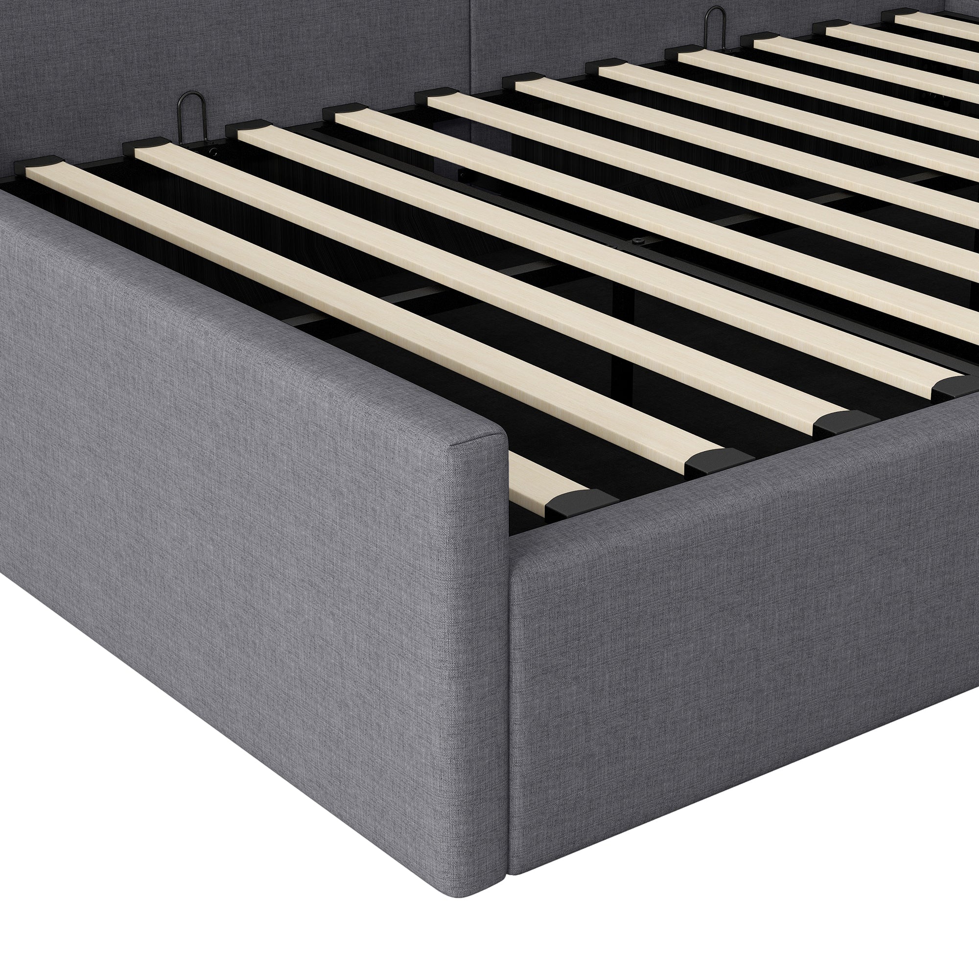 Upholstered Daybed with Underbed Storage, 140x200 cm, Grey - Image 6