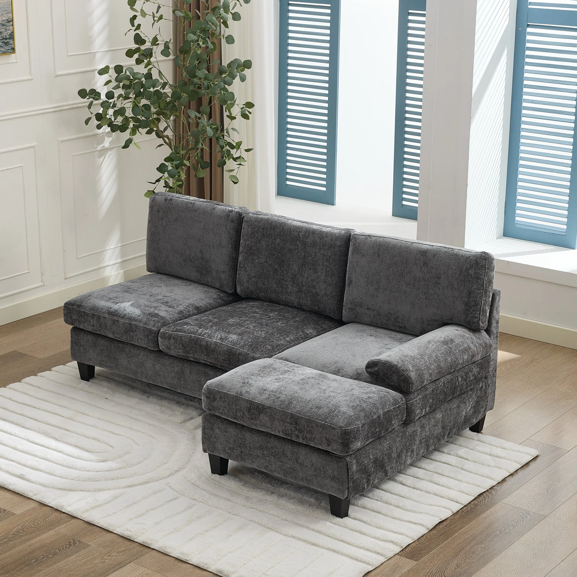Upholstered L-Shaped Sleeper Sofa 3-Seater Corner 194x118x81cm - Grey - Image 10