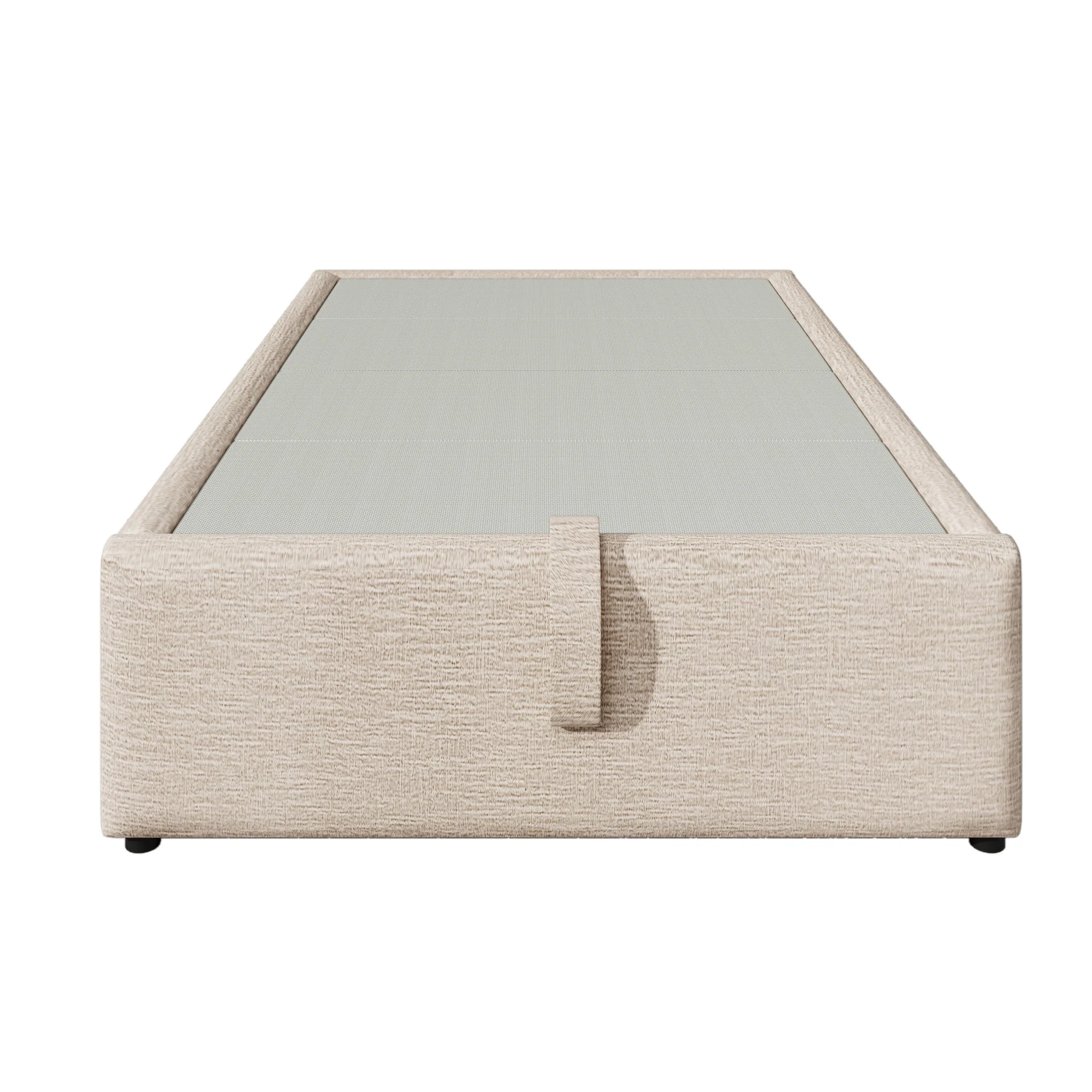Upholstered Single Bed 90×200 cm Storage Frame USB-C Slatted Base, Linen Natural - Image 3