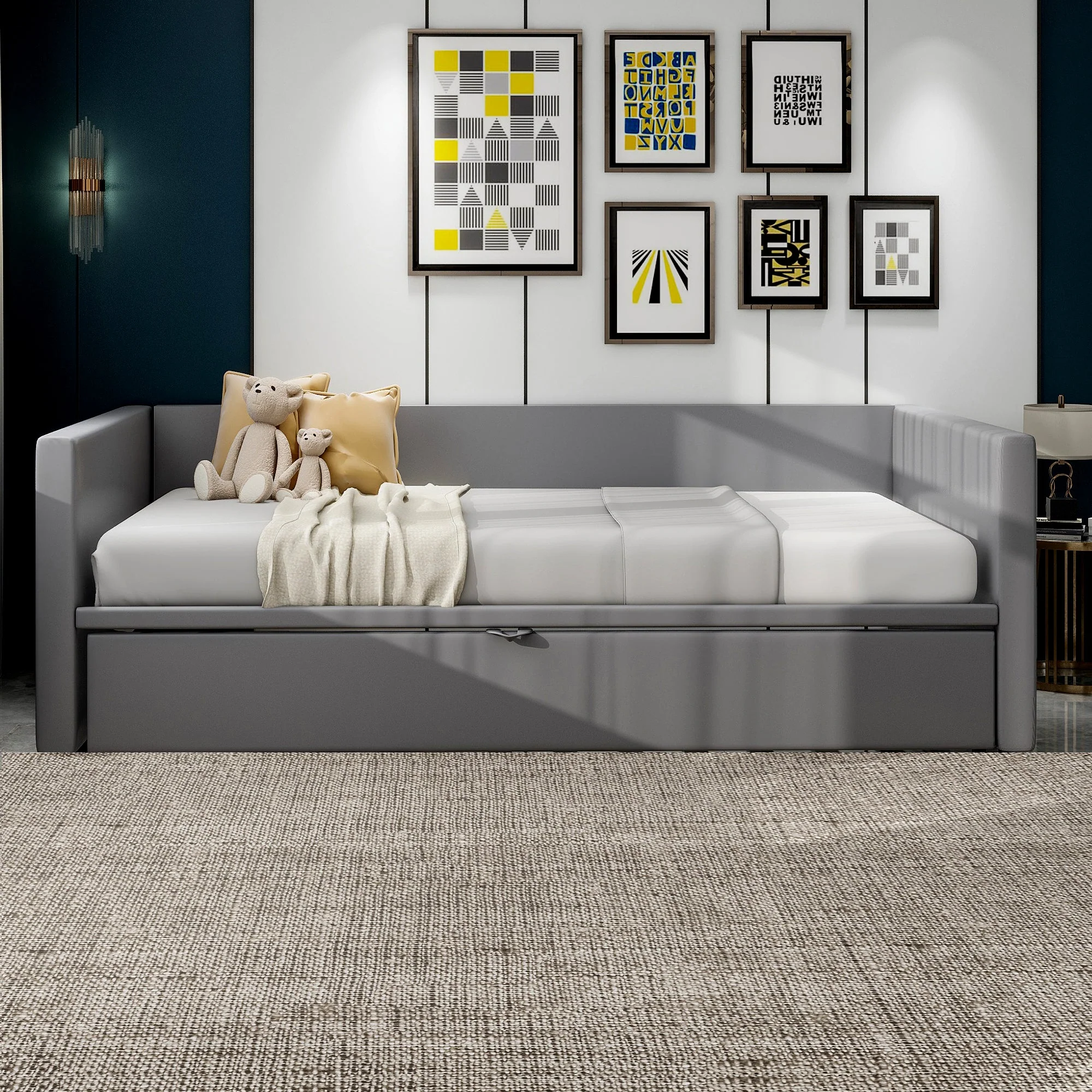 Upholstered Sofa Bed 90/180x200 cm Extendable Multifunctional Velvet Grey - Image 2