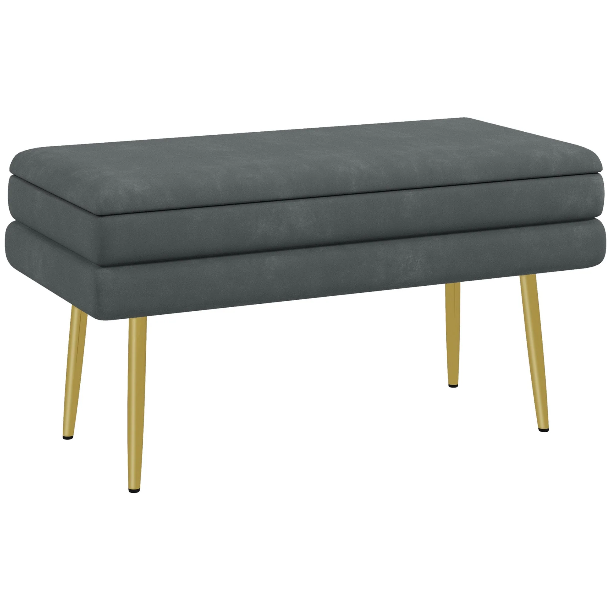 Upholstered Storage Bench, Bed/Shoe Bench Steel Legs, 79.5x37.5x43cm, Grey Velvet - Image 2