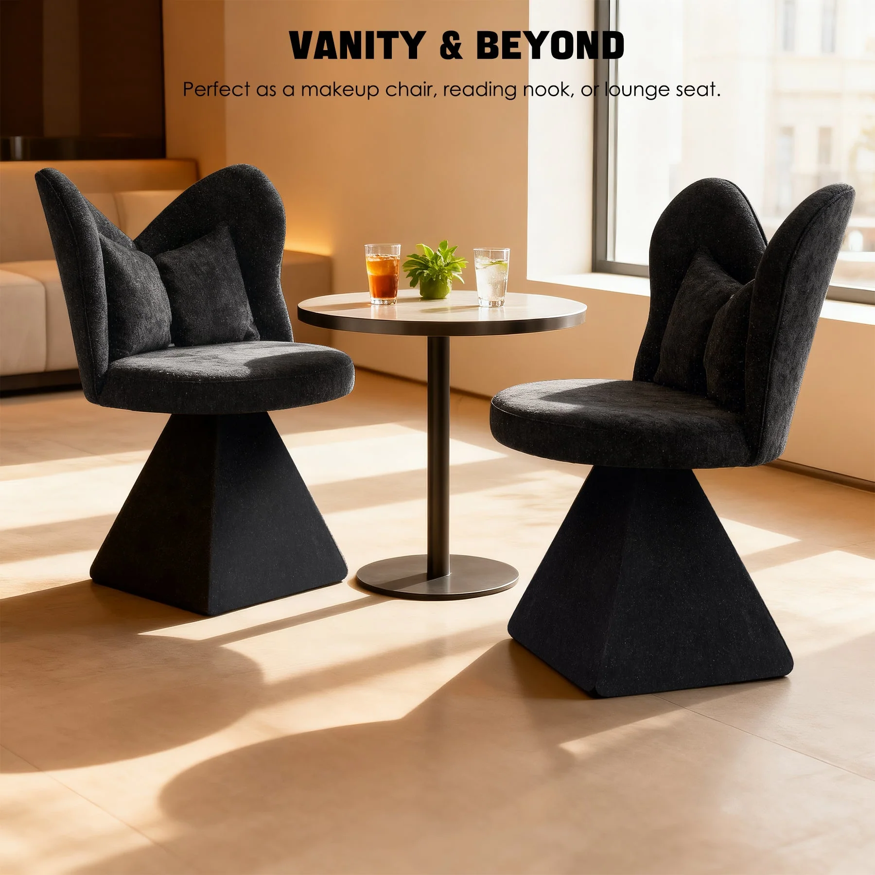 Vanity Chair Butterfly Backrest Swivel Accent Stool - Image 3