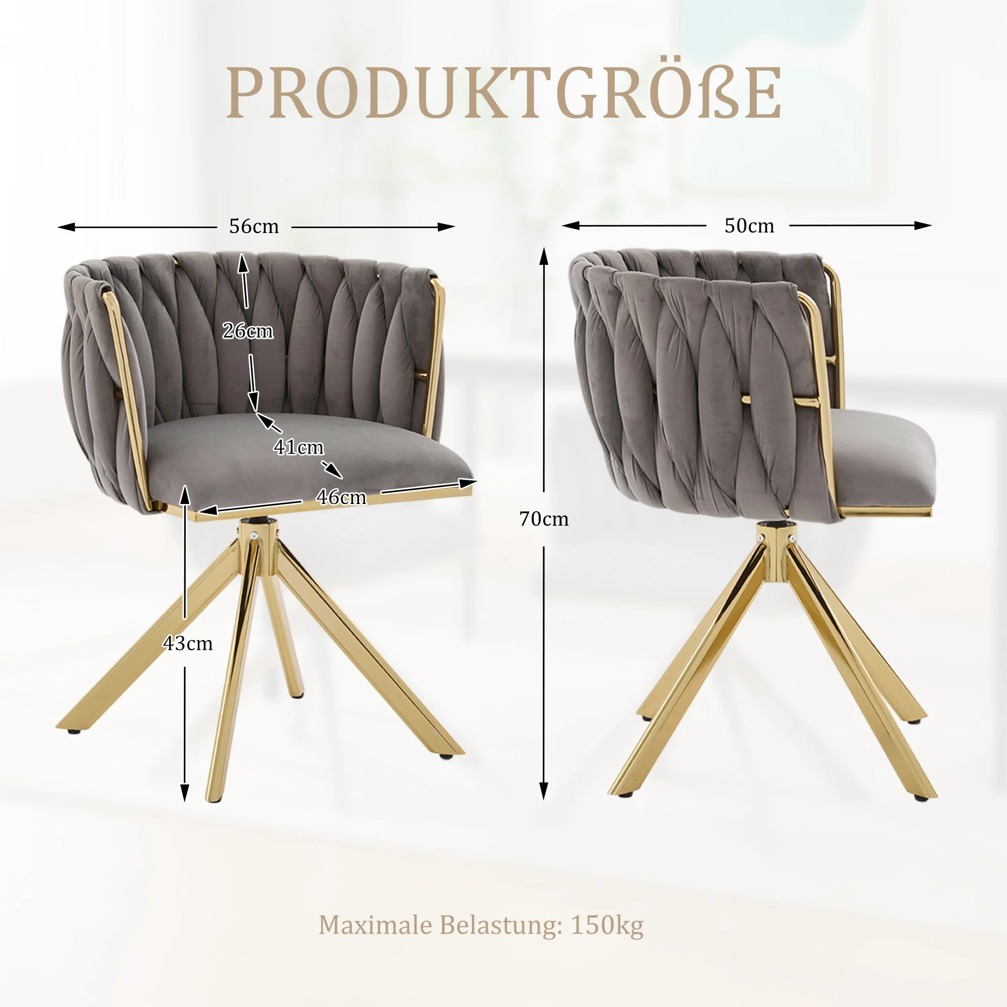 Velour Armchair, Swivel, Ergonomic, Heavy-Duty Metal Frame - Image 2