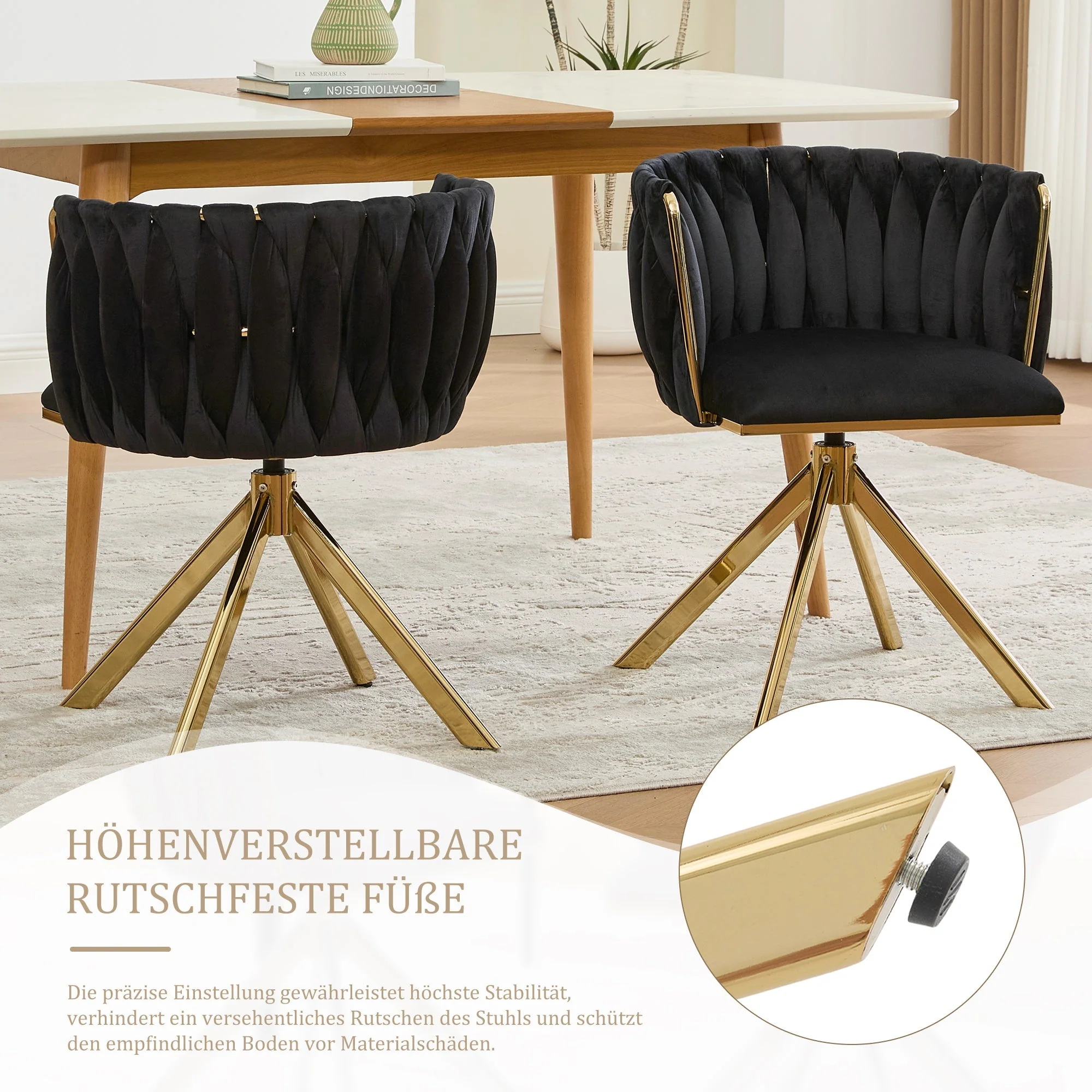 Velour Armchair, Swivel, Heavy-Duty Metal Frame (Set of 2) - Image 6