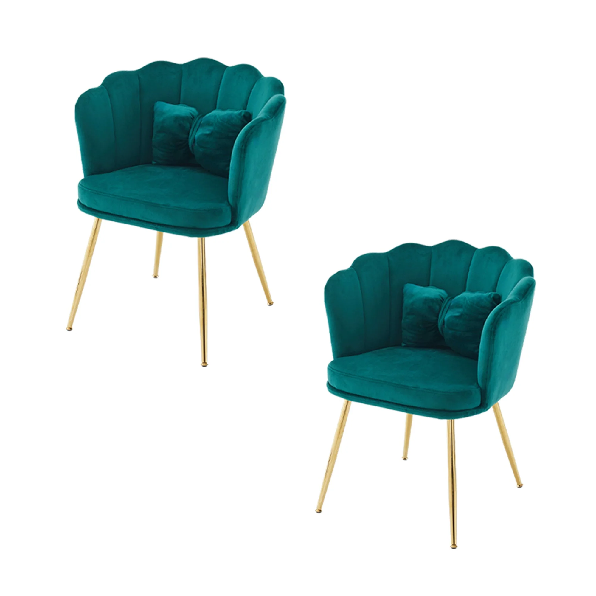 Velvet Chairs, Set of 2 Modern Upholstered with Petal Back & Butterfly Cushion, Gold Metal Legs - Image 9