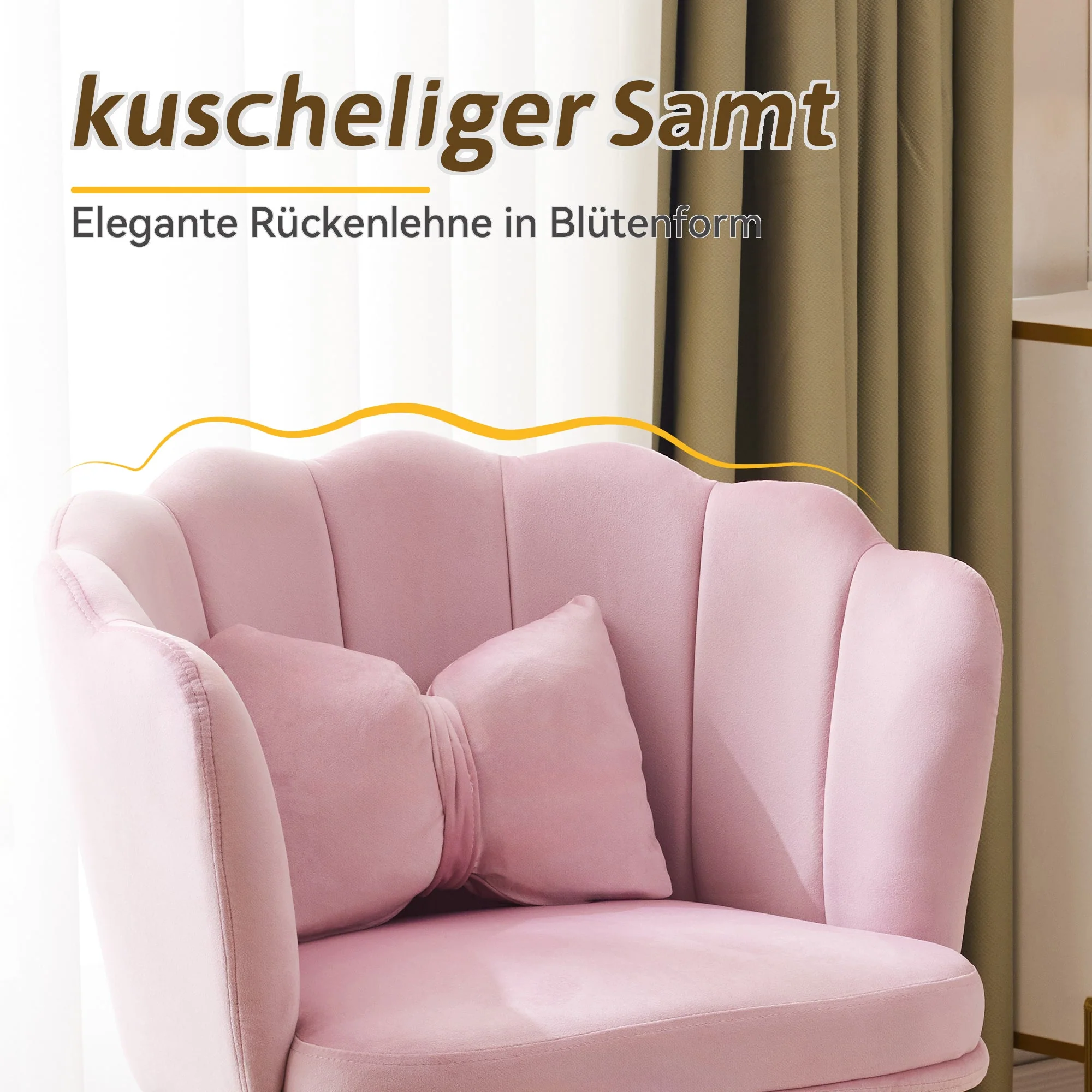 Velvet Chairs, Set of 4 Modern Upholstered with Petal Back & Butterfly Cushion, Gold Metal Legs - Image 8