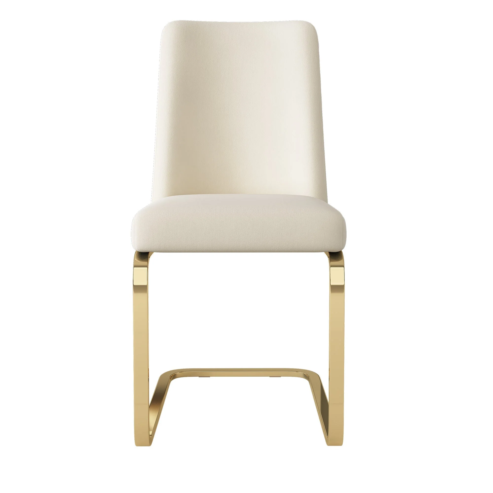 Velvet Dining Chair Set of 2 Diamond Back Gold Legs - Beige - Image 9