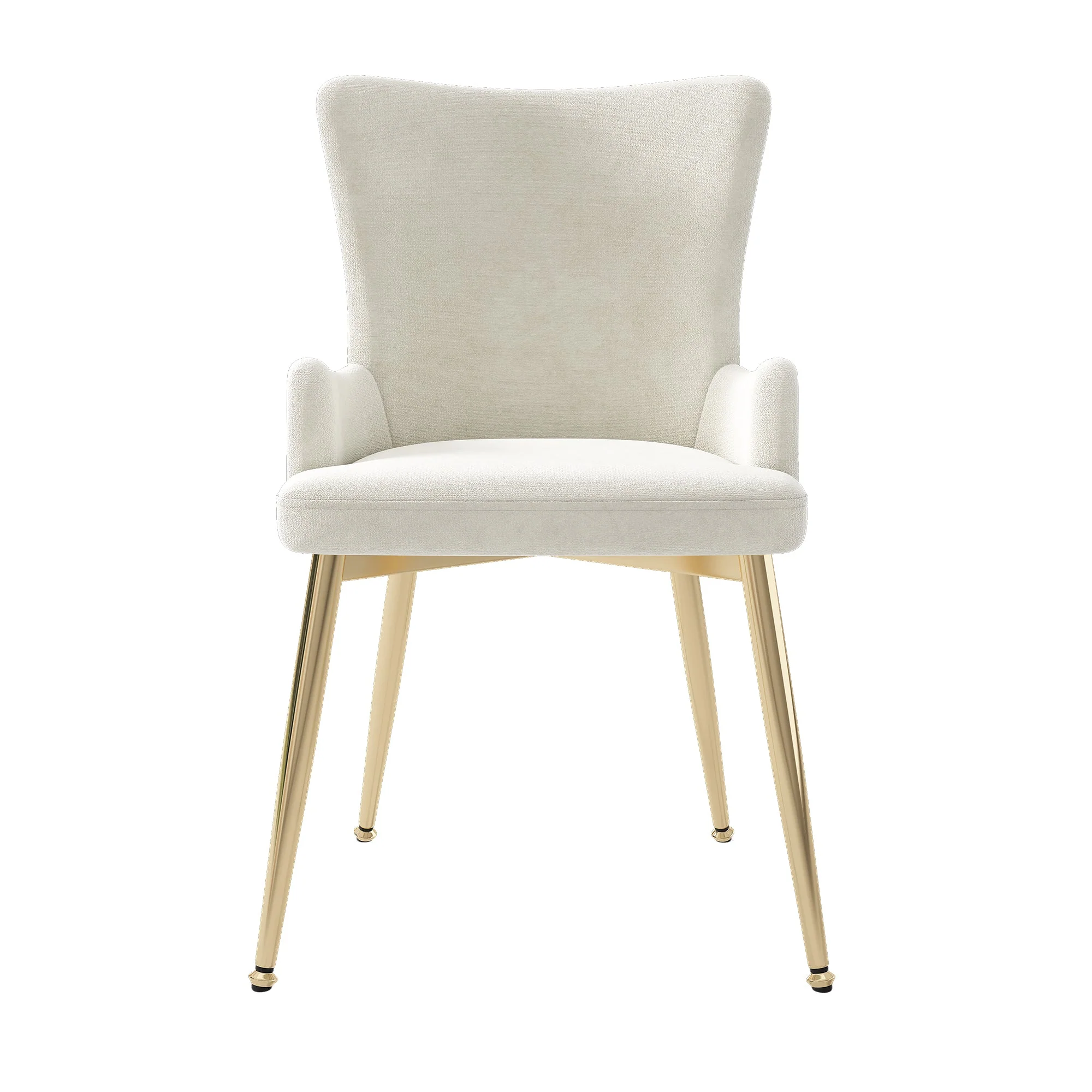 Velvet Dining Chair Set of 4 Lounge Gold Metal Legs - Beige - Image 8