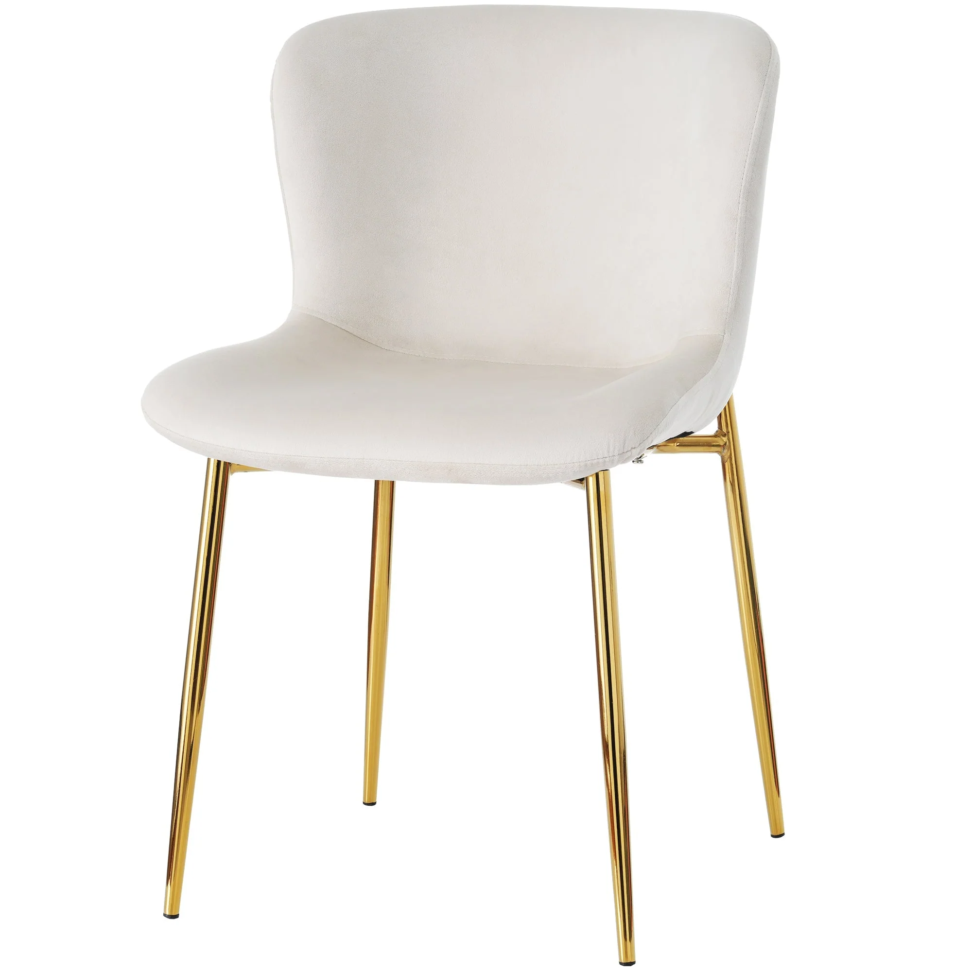 Velvet Dining Chair Set of 4 with Metal Legs, Beige - Image 9