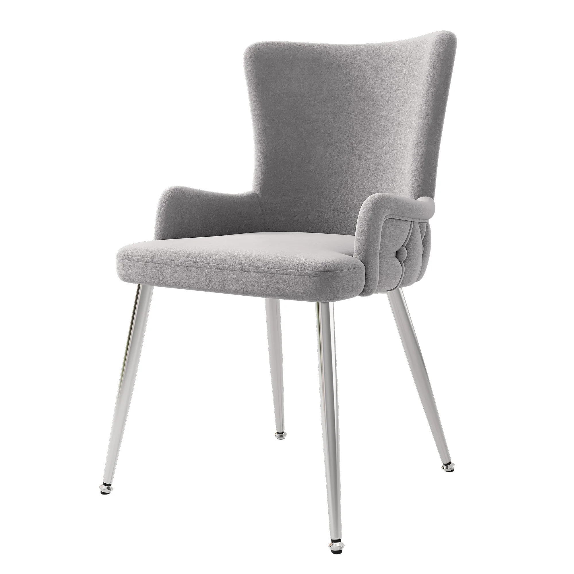 Velvet Dining Chair Set of 4 with Metal Legs Grey - Image 8