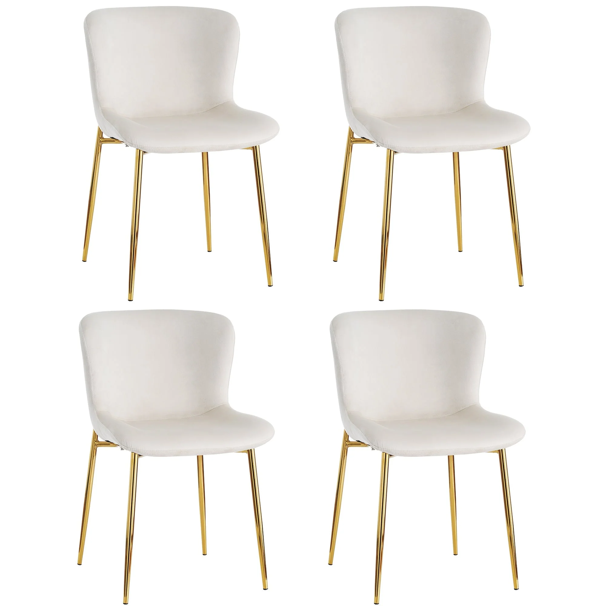 Velvet Dining Chair Set of 6 Deluxe Armchair Lounge Chair Metal Legs Beige - Image 8