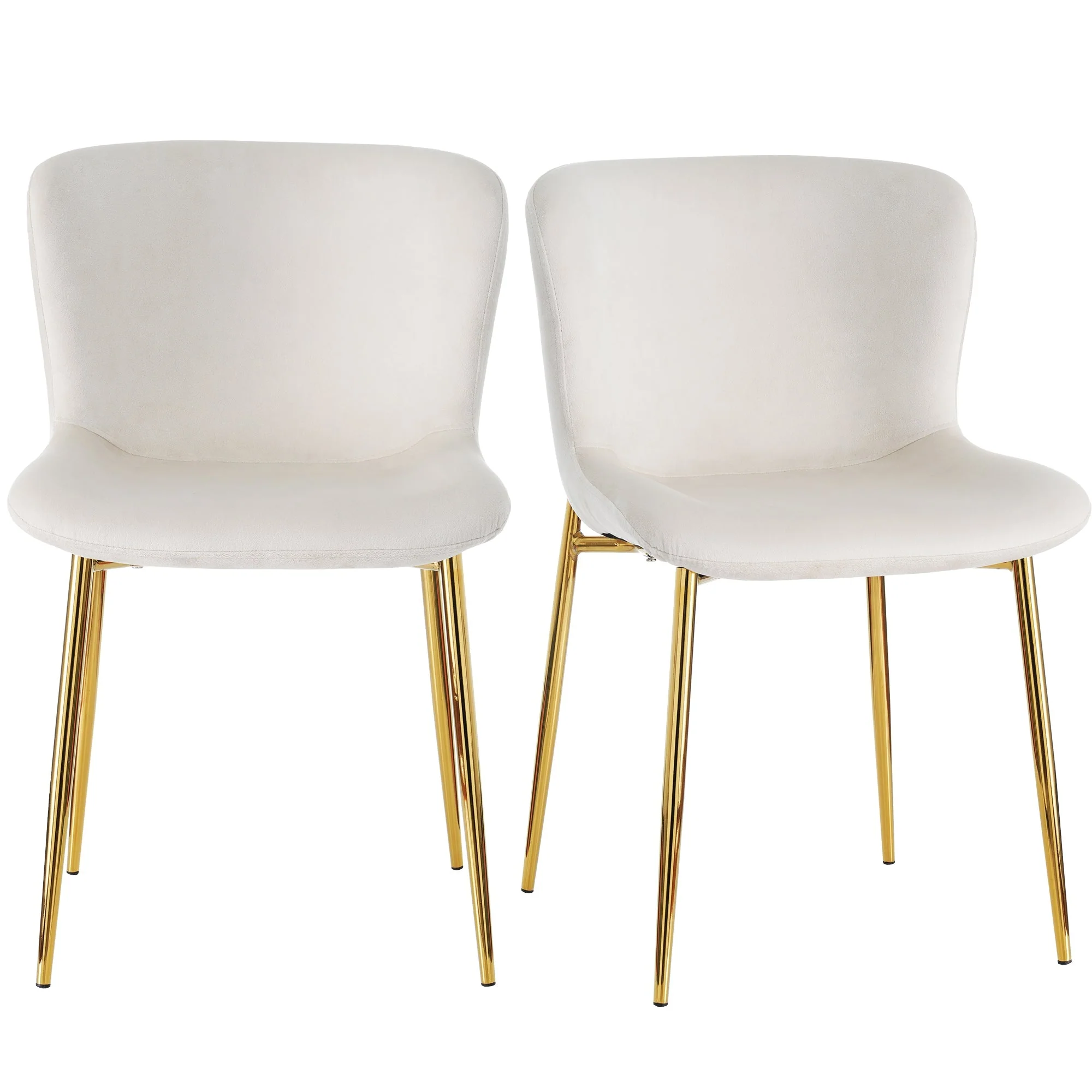 Velvet Dining Chair Set of 6 Deluxe Armchair Lounge Chair Metal Legs Beige - Image 9