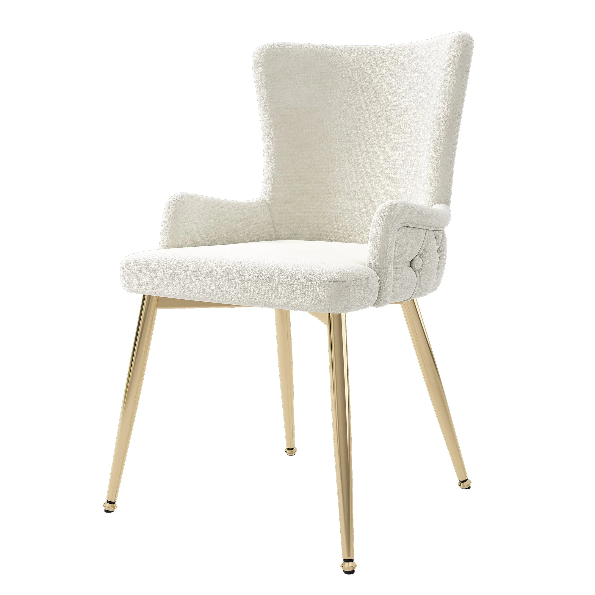 Velvet Dining Chair, Set of 6, Gold Metal Legs, Beige - Image 7