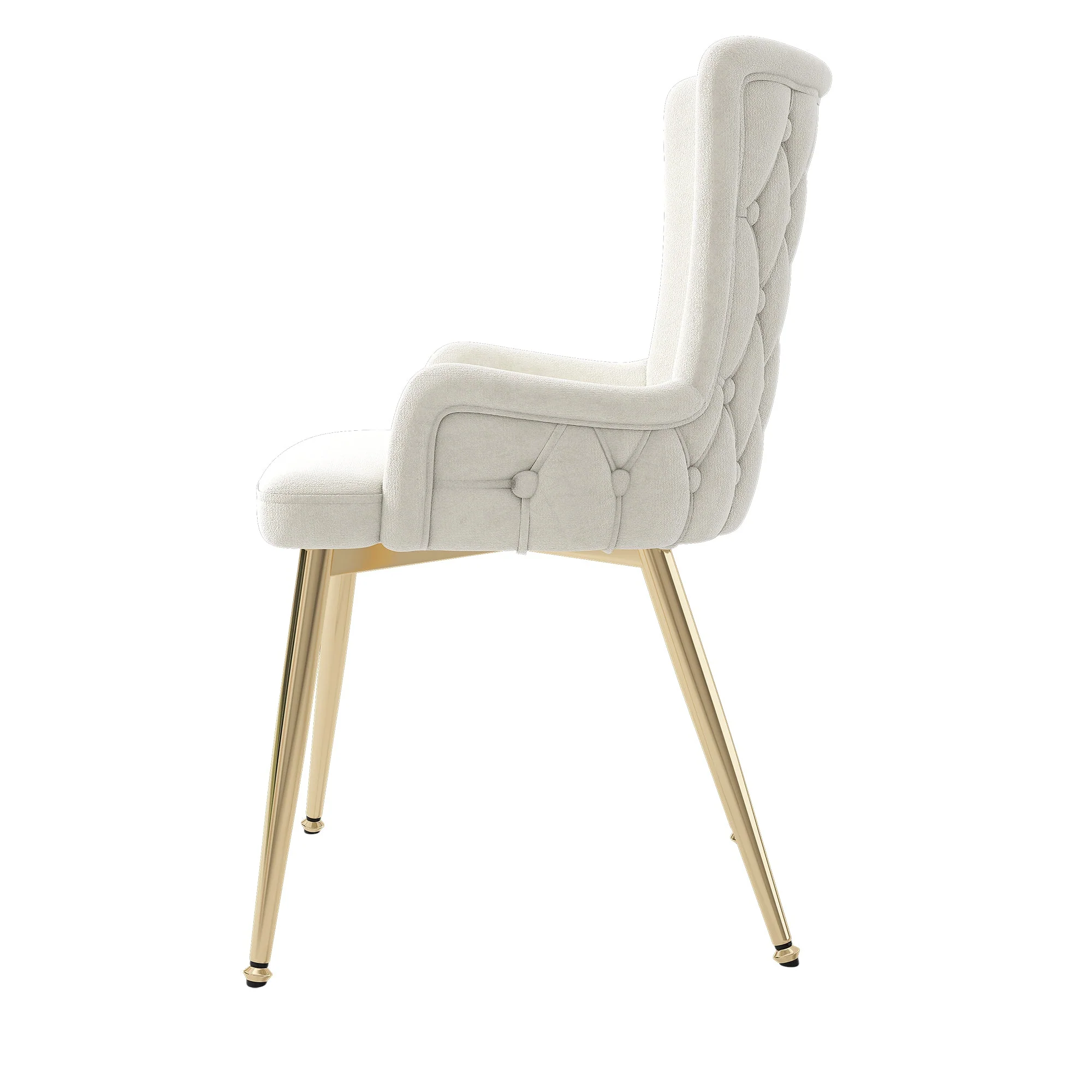 Velvet Dining Chair, Set of 6, Gold Metal Legs, Beige - Image 9