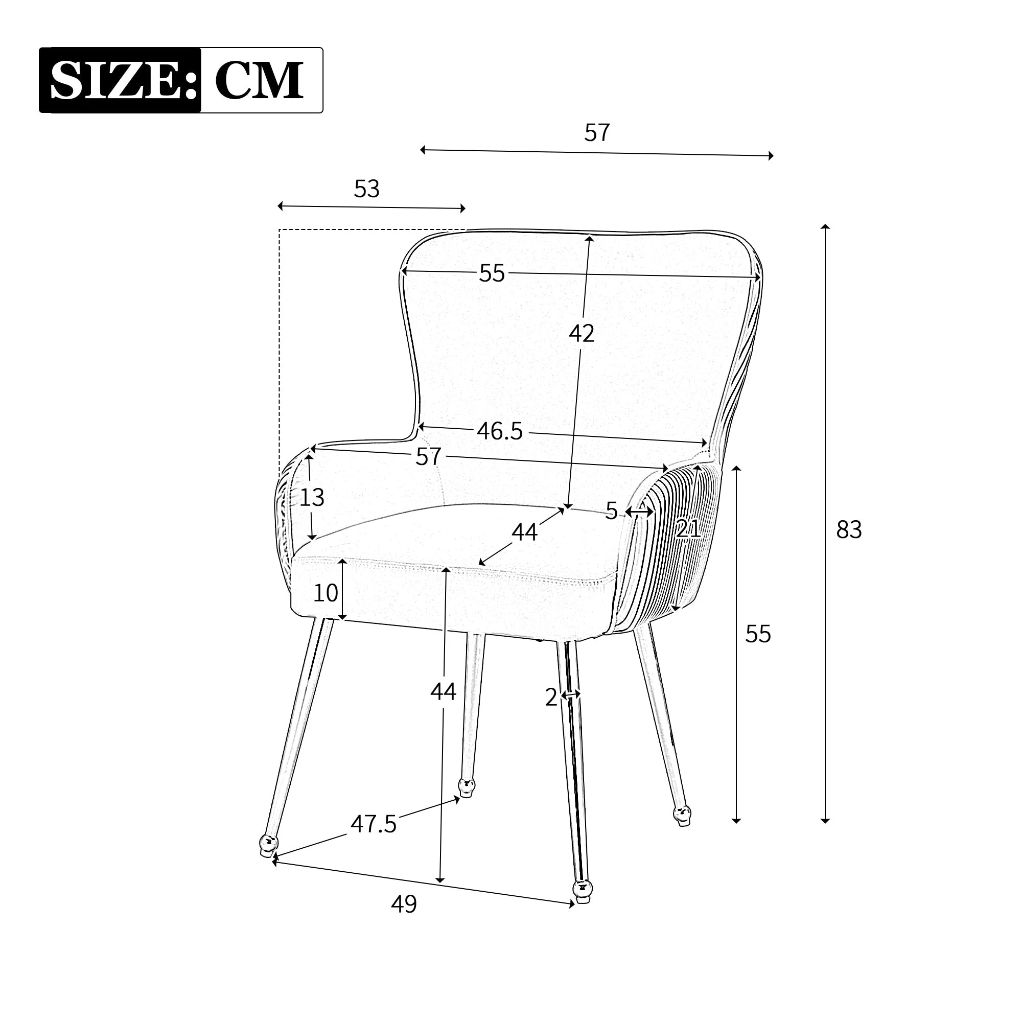Velvet Dining Chair Set of 6 Lounge Armrests Lumbar Support - Beige Velvet - Image 6