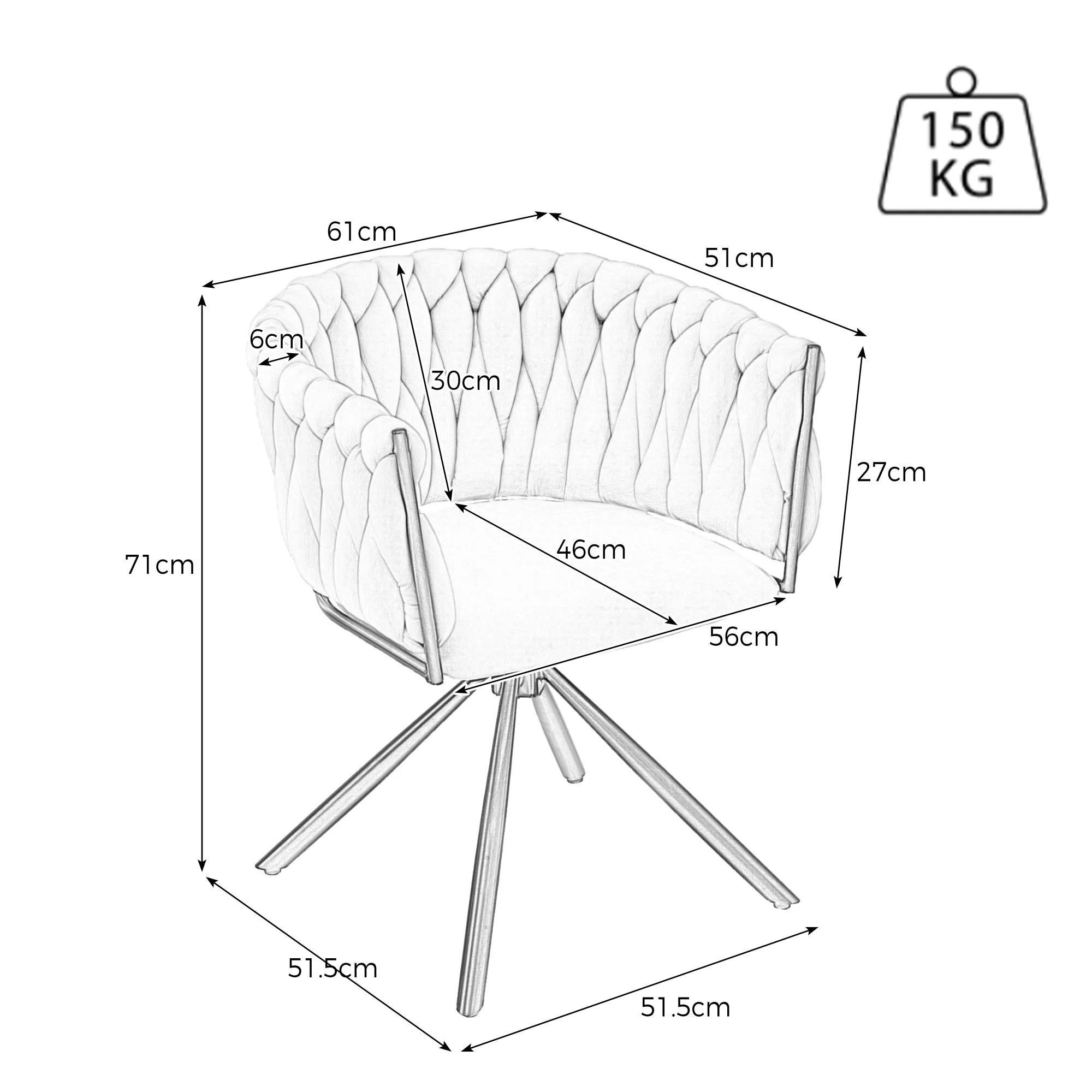 Velvet Dining Chair, Swivel Leisure Chair with Four Metal Legs, Grey Velvet - Image 6