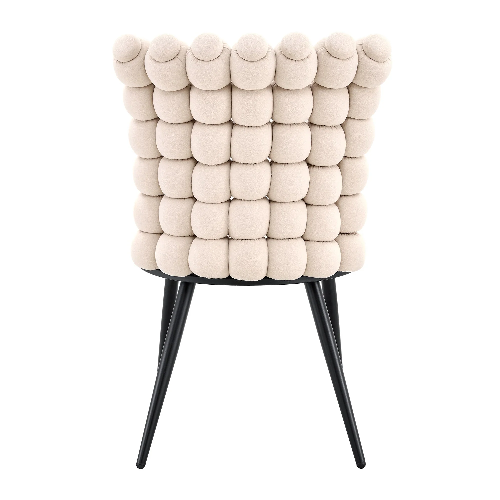 Velvet Dining Chairs Set of 2 Ball Design Metal Legs - Cream White - Image 10