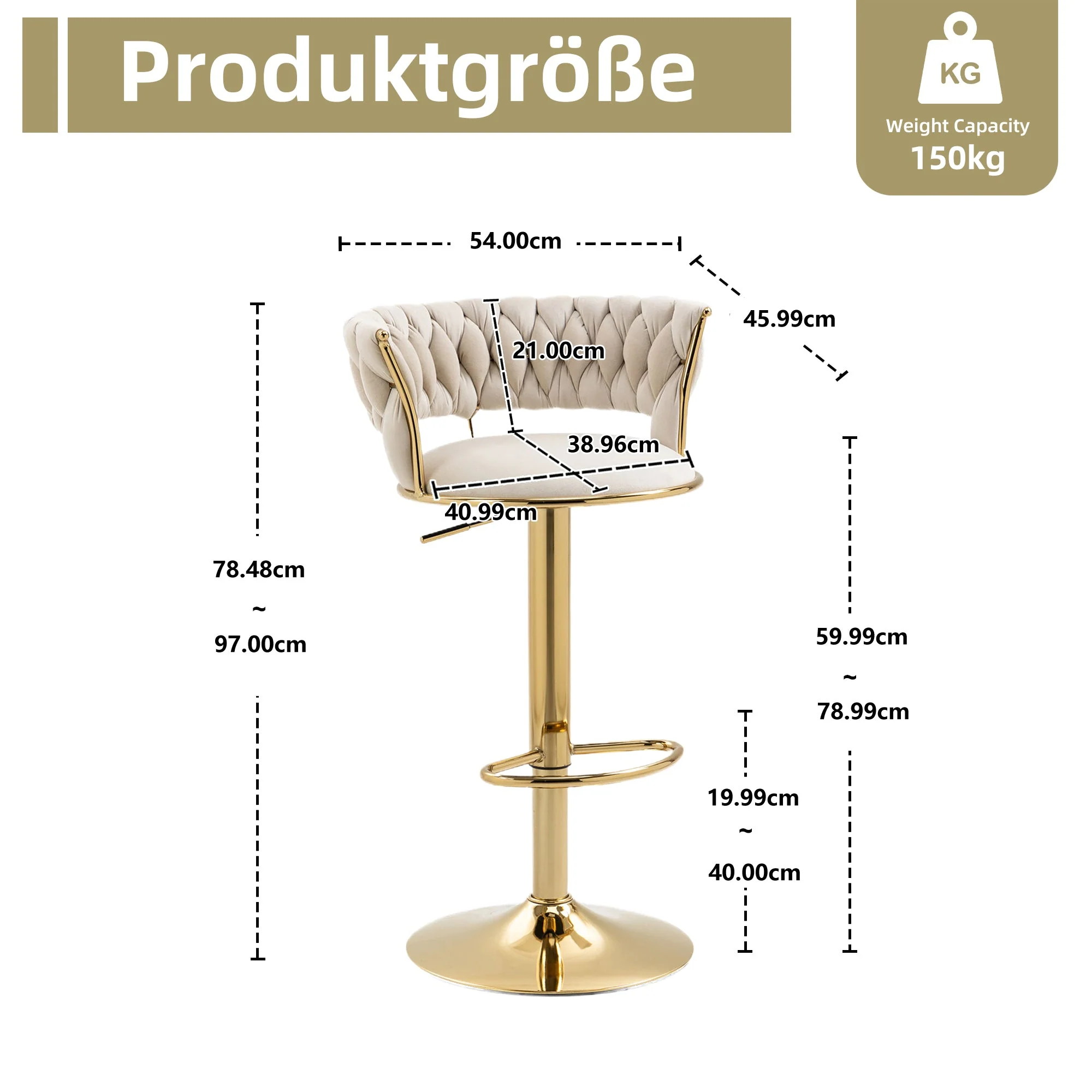 Velvet Swivel Bar Stool 2-Piece Set, Handcrafted Backrest, Adjustable Height, Upholstered - Image 6