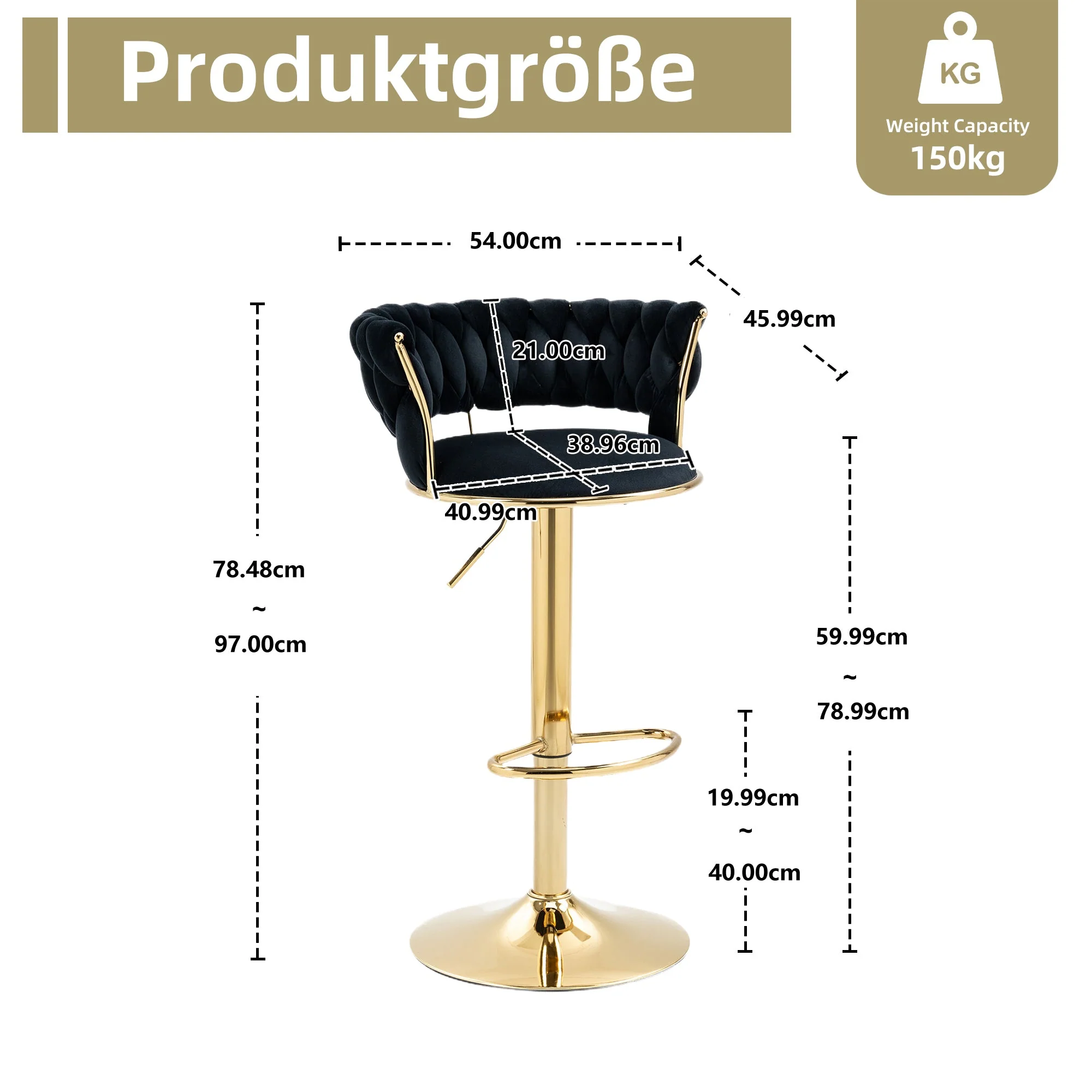 Velvet Swivel Bar Stool Set, Adjustable Height with Handcrafted Backrest - Image 6