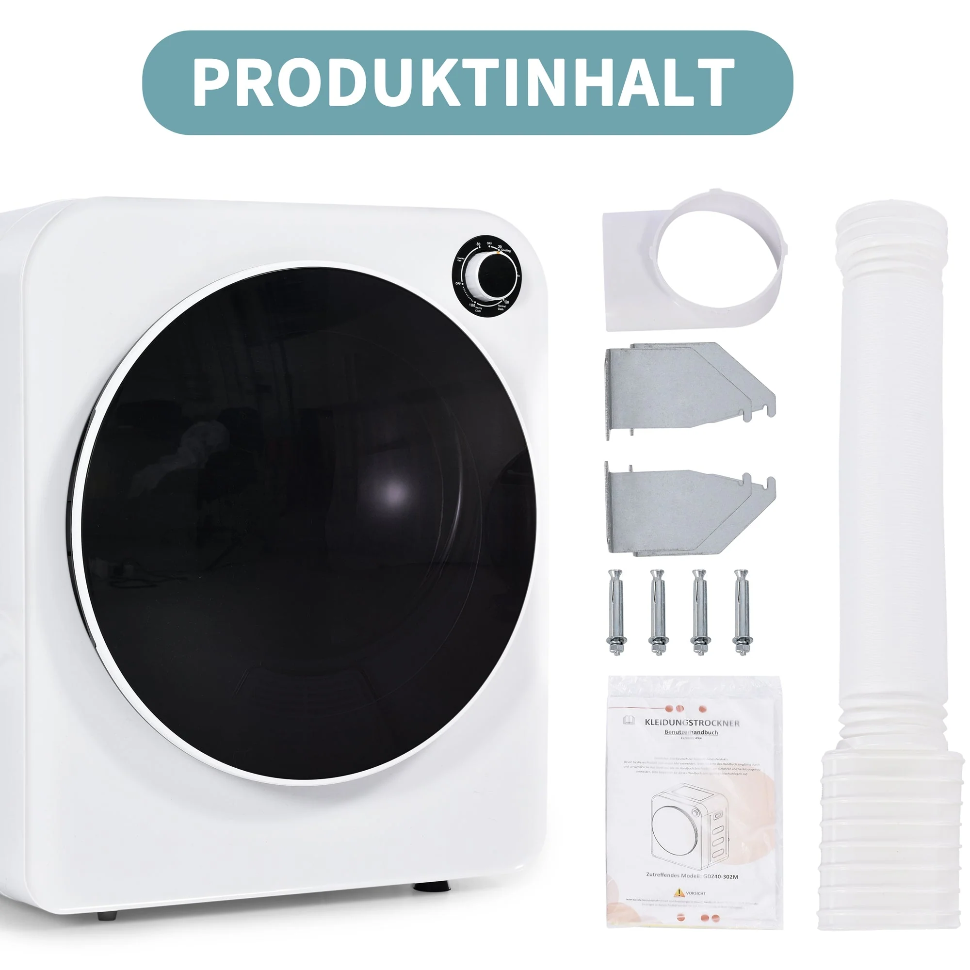 Vented Tumble Dryer, 3 kg, 830 W, Triple Filter, 5 Programs, Wall-Mountable, White Stainless Steel - Image 10