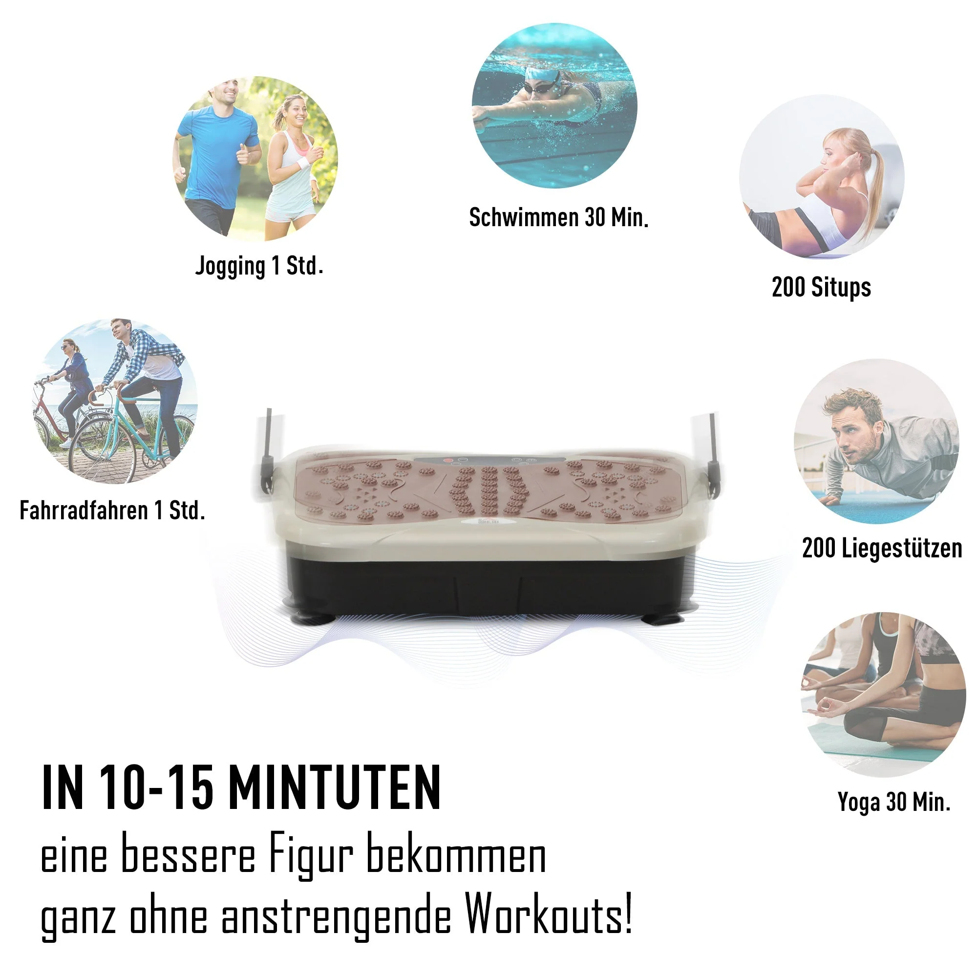Vibration Plate Fitness Trainer with LED Display, USB Speaker, Training Bands, Remote Control - Image 4