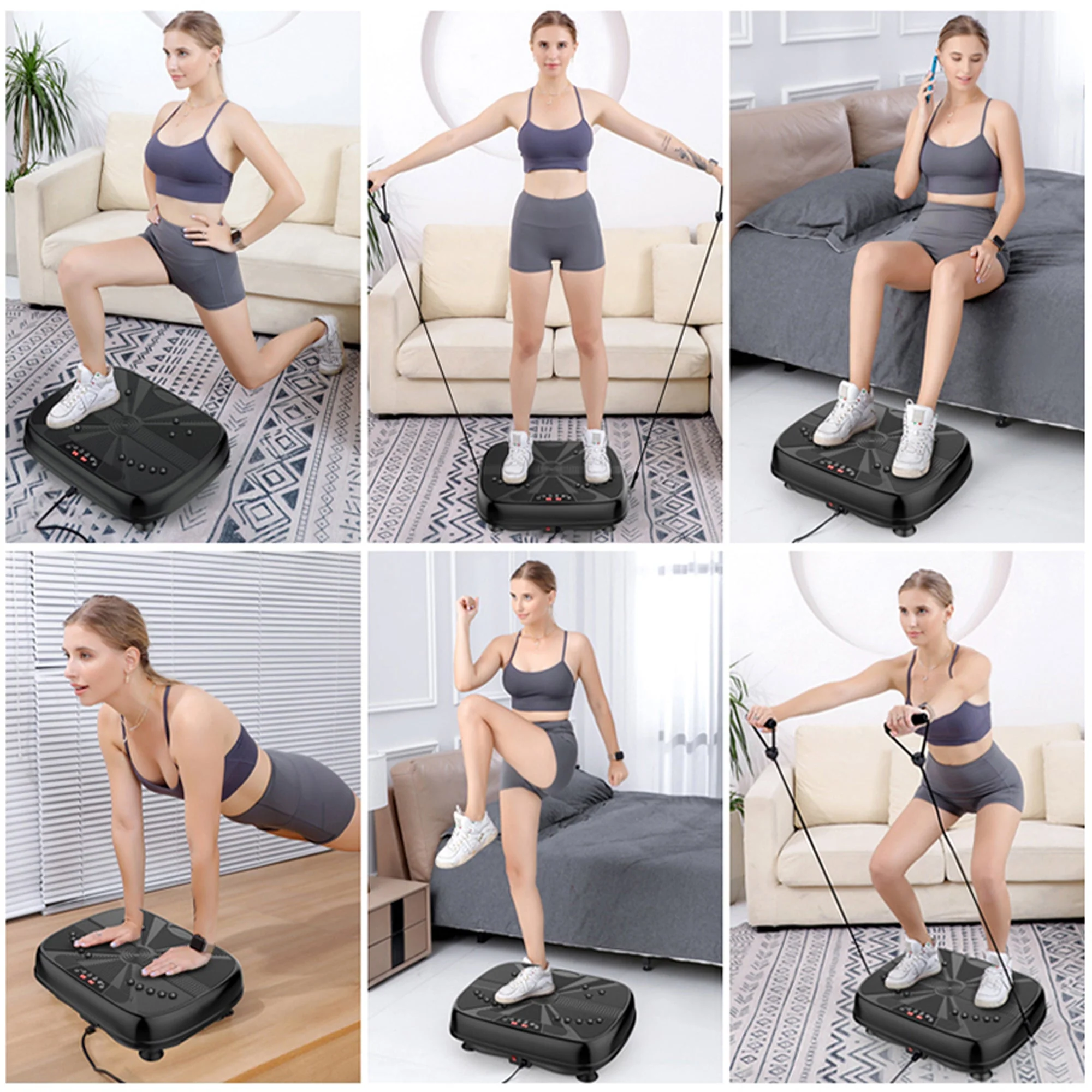 Vibration Plate Training Device, Whole Body Fitness Platform with Resistance Bands & Speed Control, Home Gym Equipment - Image 7