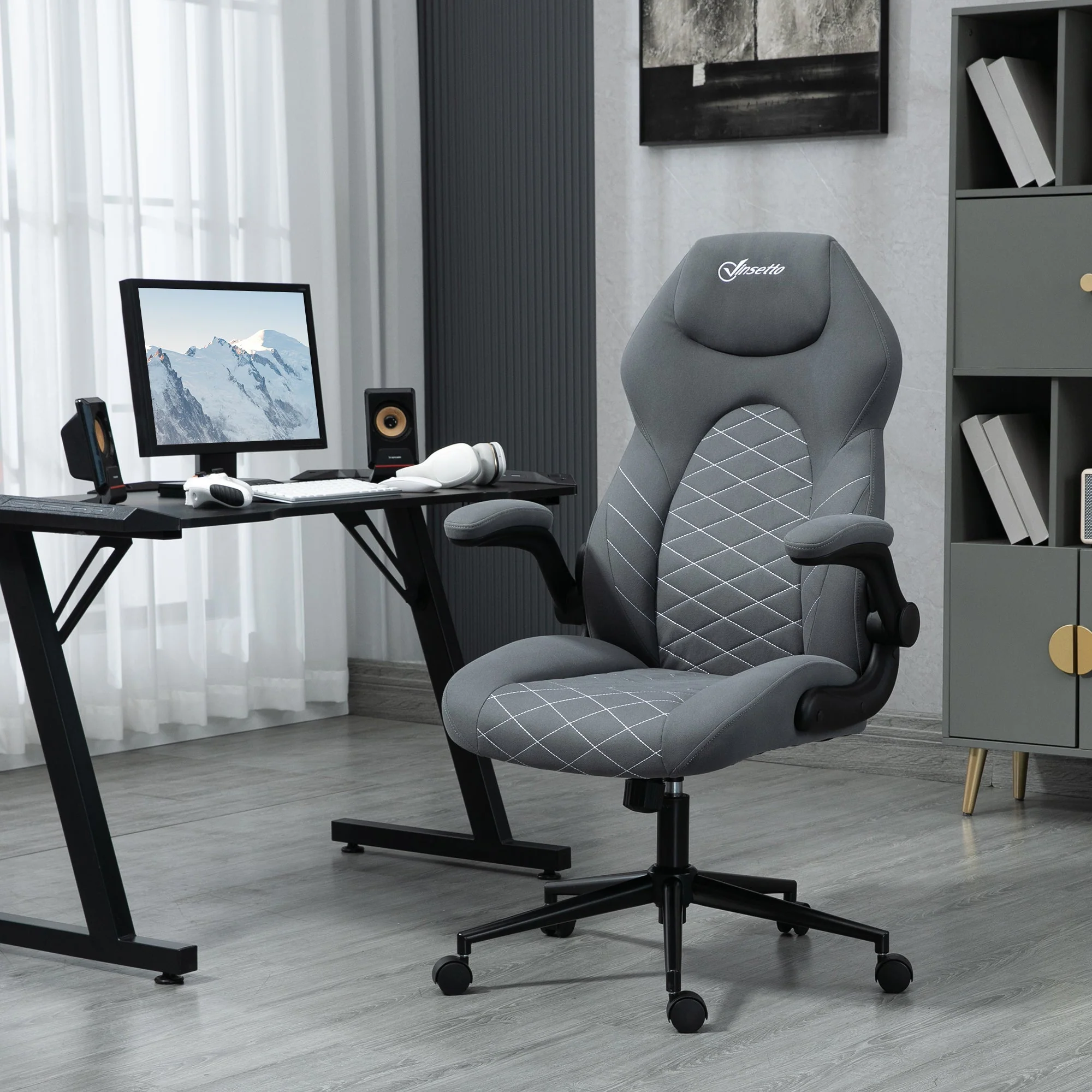Vinsetto Ergonomic Office Chair, Rocking, Adjustable Armrests, Swivel, Fabric