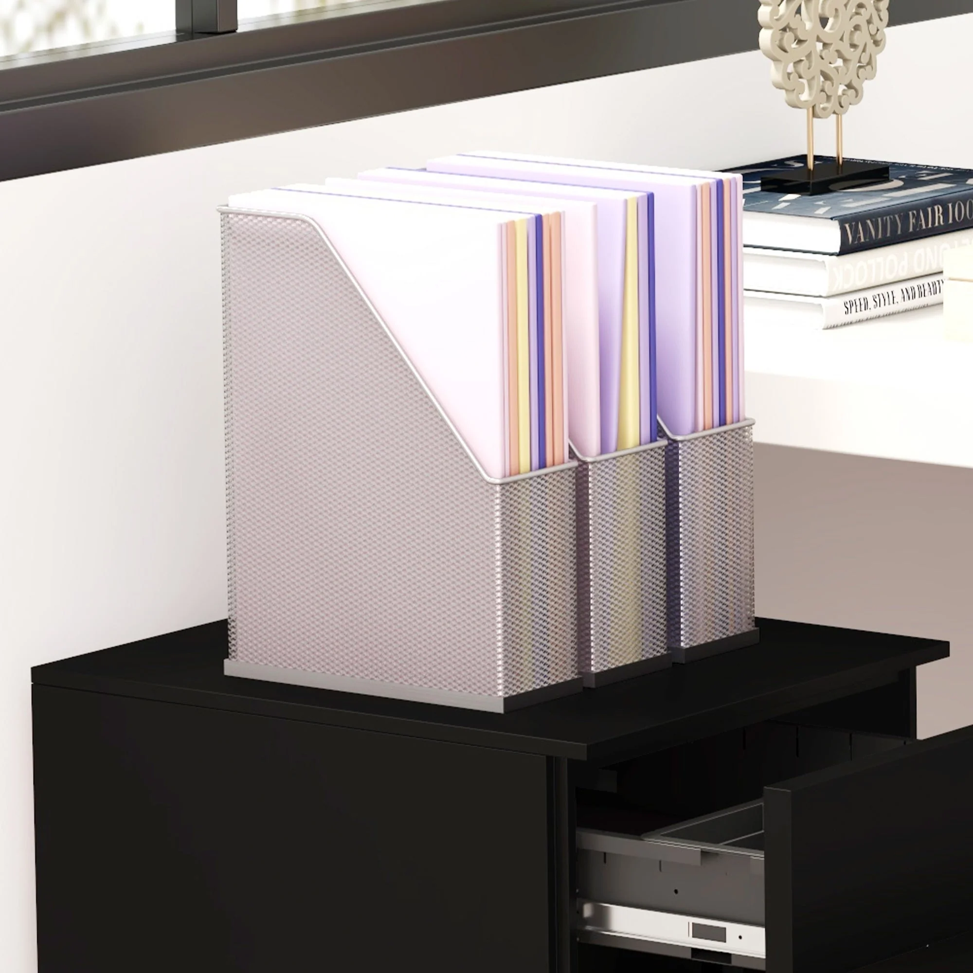 Vinsetto Filing Cabinet with Drawers, Mobile Steel, Black - Image 8