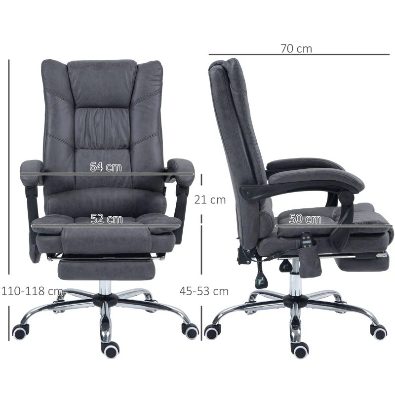 Vinsetto Massage Office Chair, Heat Function, 135° Tilt, Ergonomic, Dark Grey - Image 3
